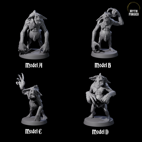 Four Knuckle Dragger Dretchs Miniature for Dungeons and Dragons, Pathfinder or other TTRPGs