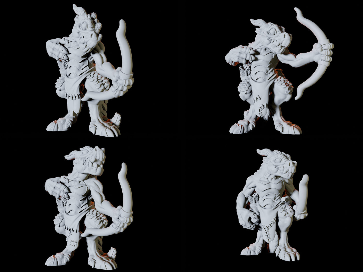 Four Kobold Archers Miniature for Dungeons and Dragons, Pathfinder or other TTRPGs