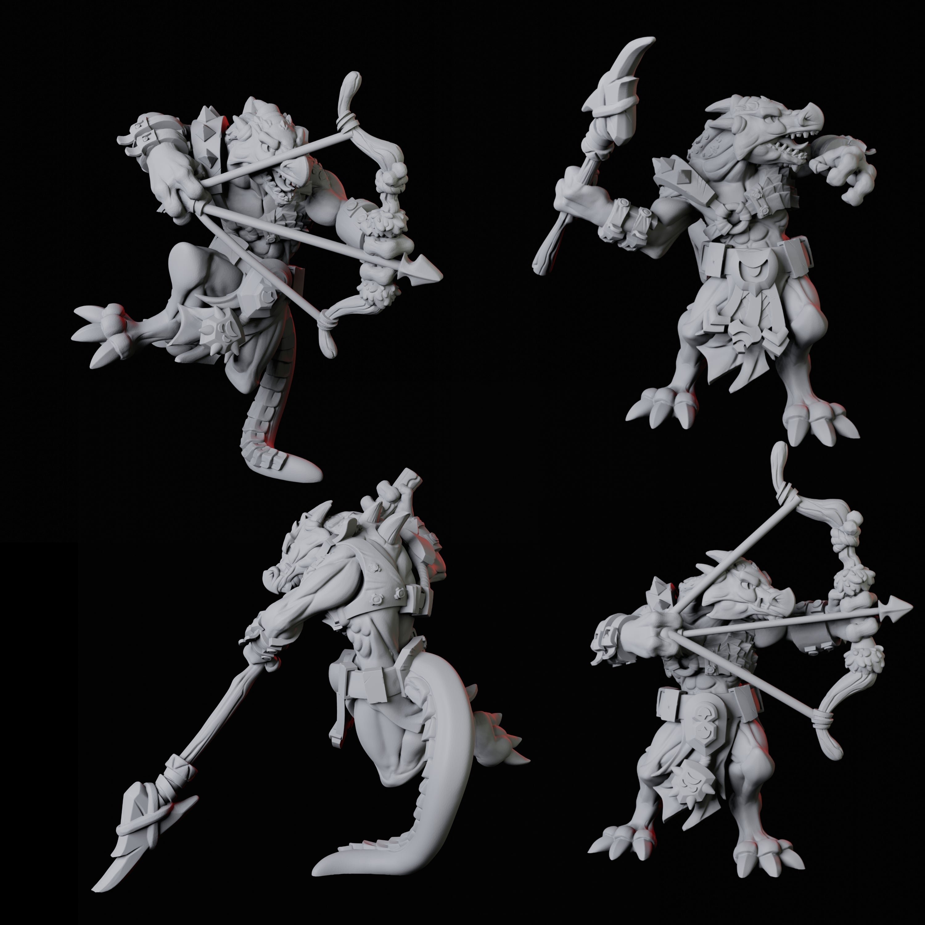 Four Kobold Rangers Miniature for Dungeons and Dragons, Pathfinder or other TTRPGs
