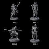 Four Leaping Dark Elf Underdark Guardians Miniature for Dungeons and Dragons, Pathfinder or other TTRPGs