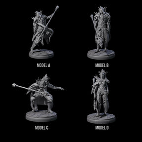 Four Leaping Dark Elf Underdark Guardians Miniature for Dungeons and Dragons, Pathfinder or other TTRPGs
