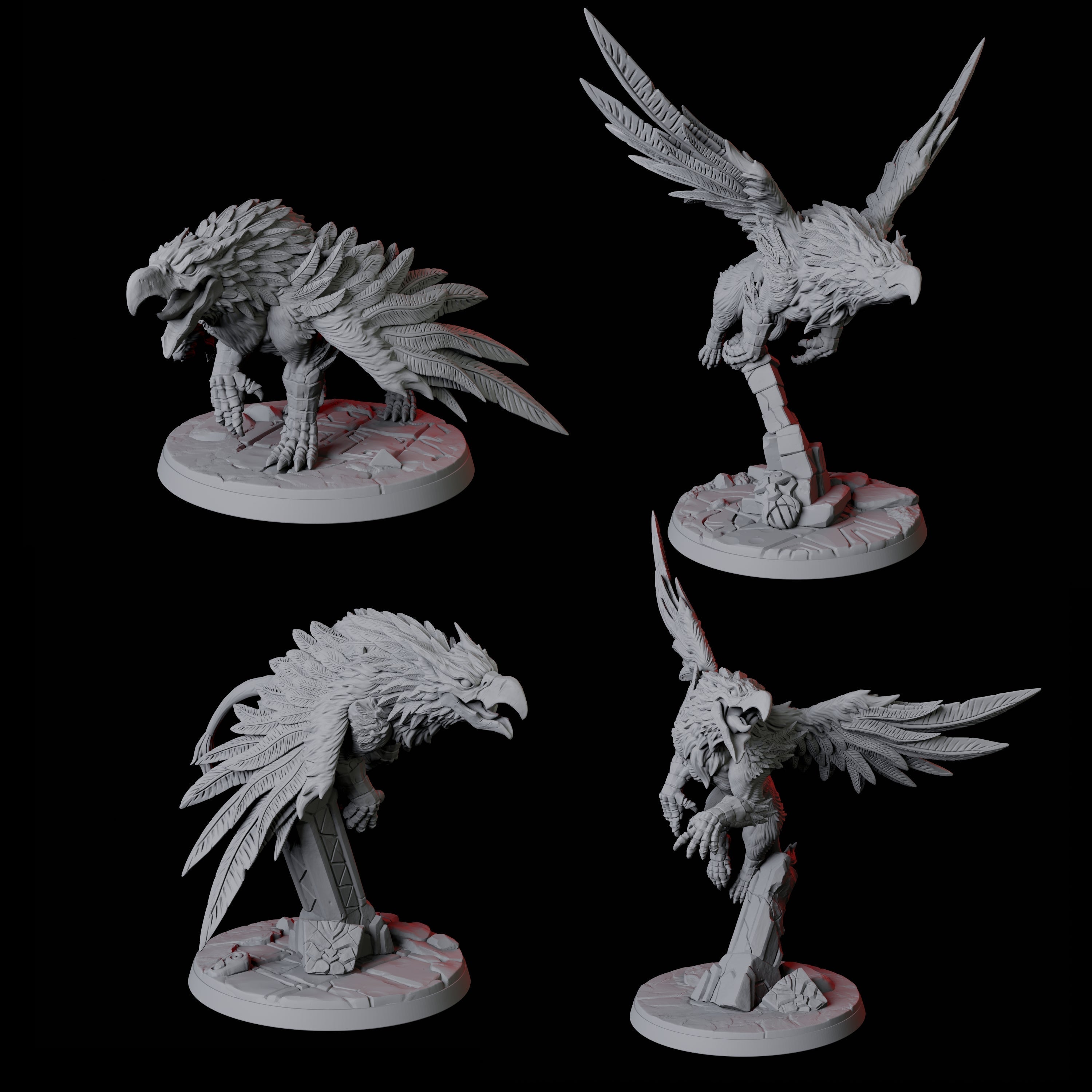 Four Leaping Griffons Miniature for Dungeons and Dragons, Pathfinder or other TTRPGs