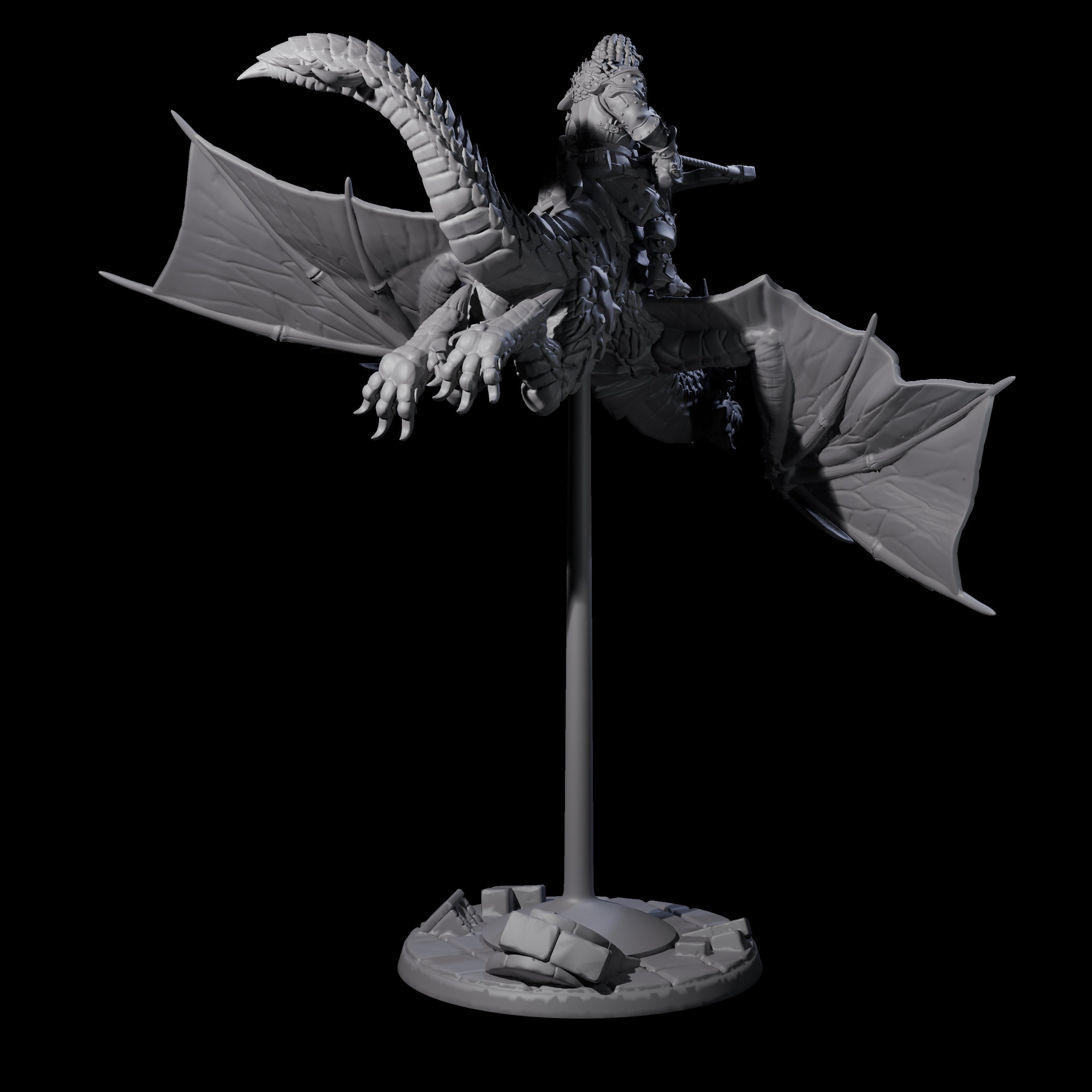 Four Lethal Wyvern Riders Miniature for Dungeons and Dragons, Pathfinder or other TTRPGs