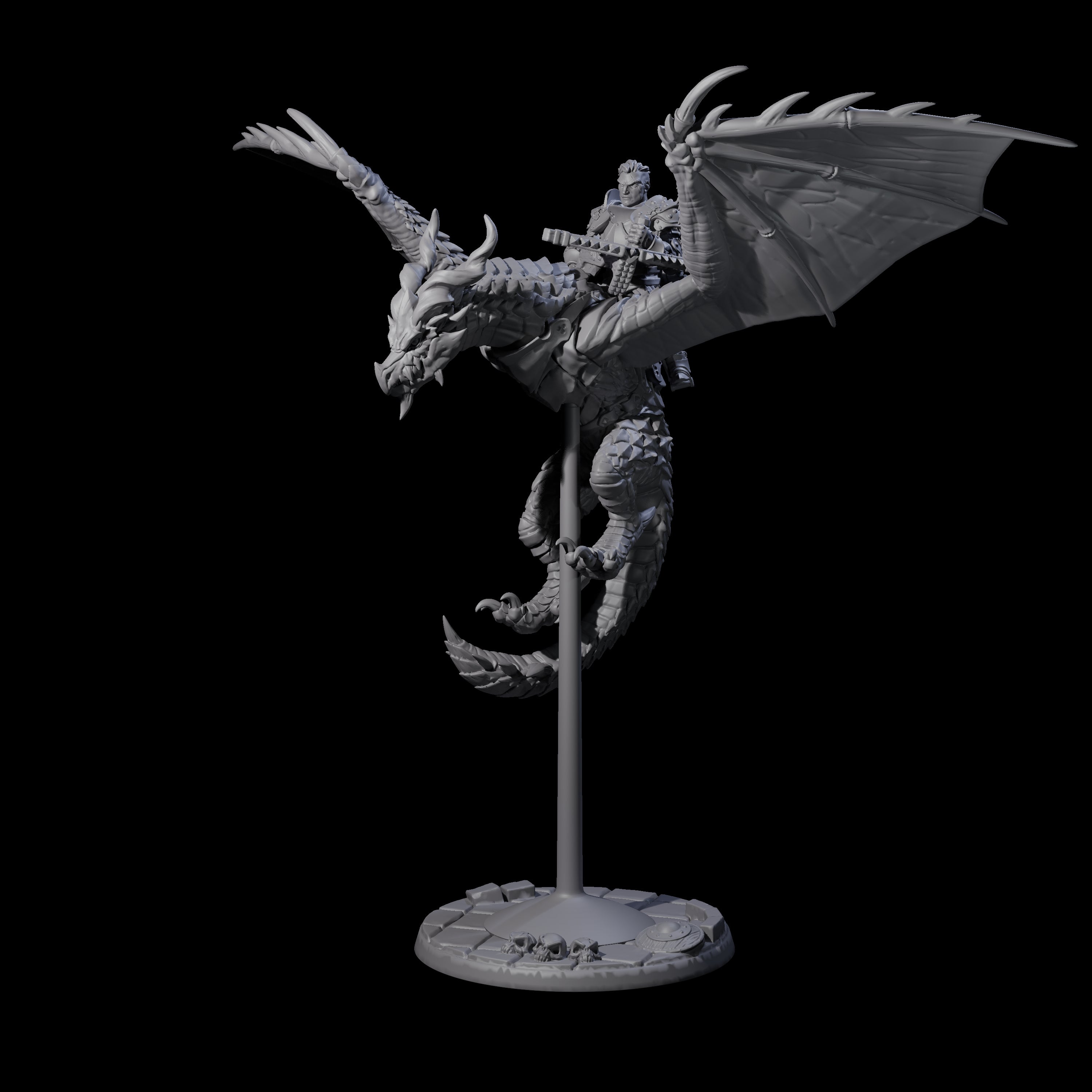 Four Lethal Wyvern Riders Miniature for Dungeons and Dragons, Pathfinder or other TTRPGs