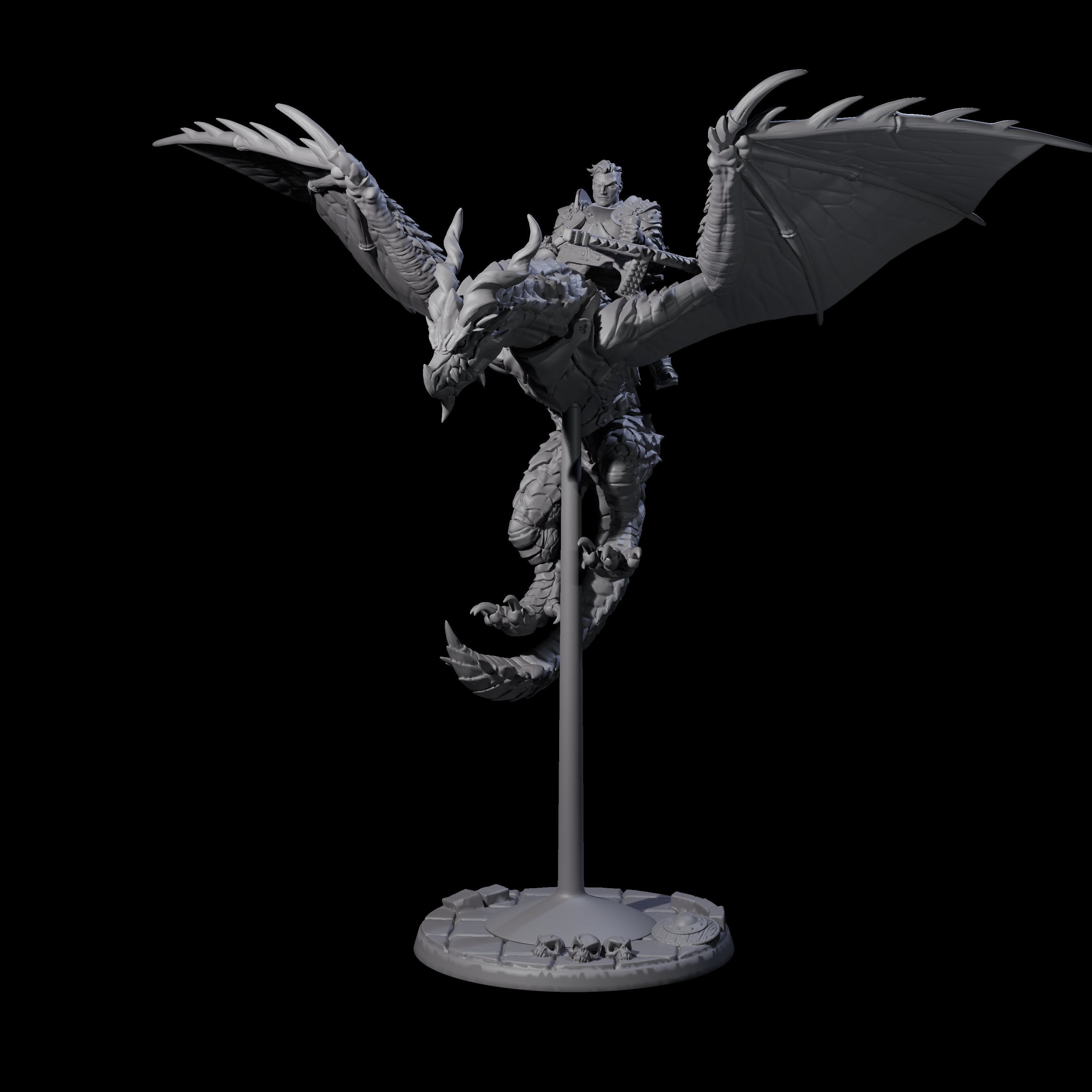 Four Lethal Wyvern Riders Miniature for Dungeons and Dragons, Pathfinder or other TTRPGs