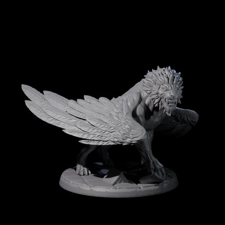 Four Majestic Winged Lions Miniature for Dungeons and Dragons, Pathfinder or other TTRPGs