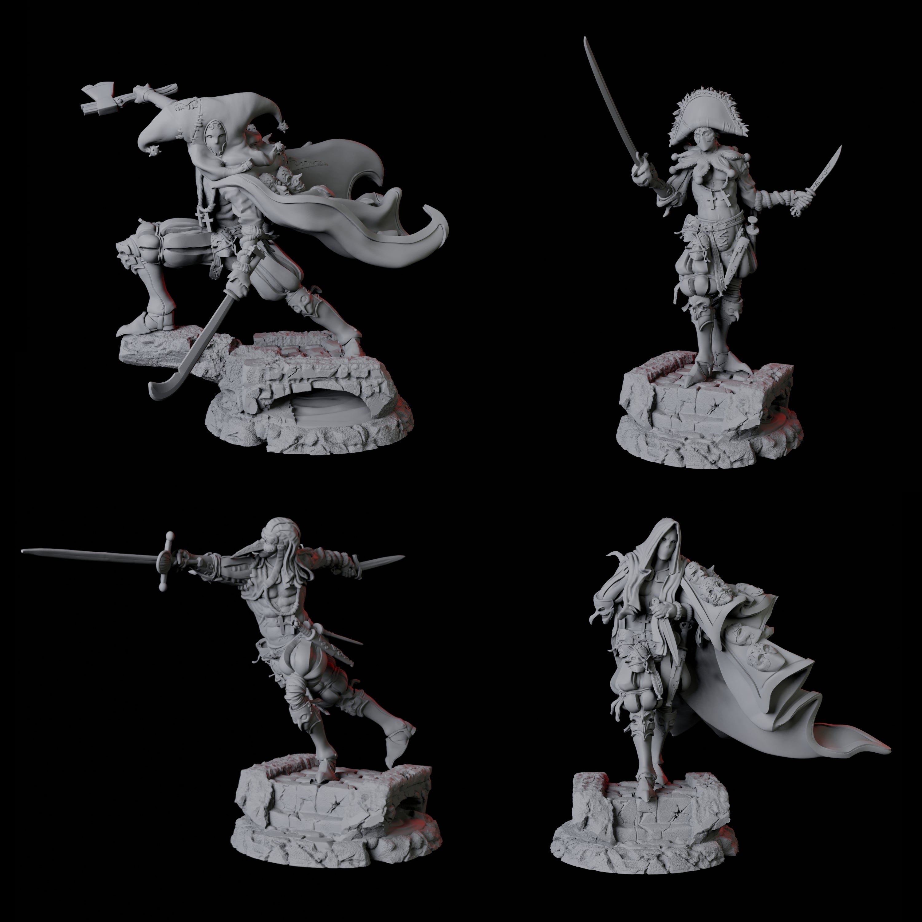 Four Masked Swordsmen Miniature for Dungeons and Dragons, Pathfinder or other TTRPGs