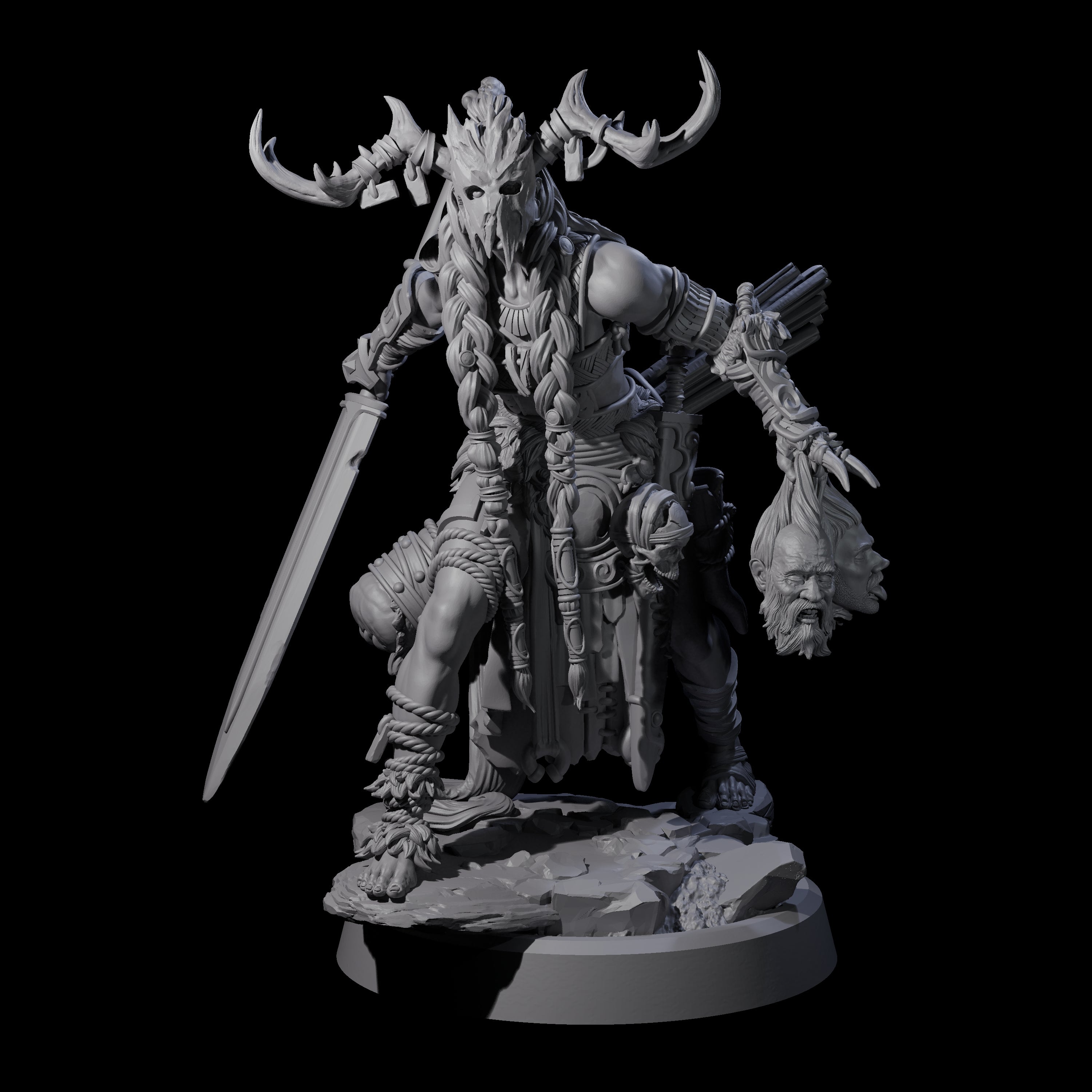 Four Men Slaying Hervors Miniature for Dungeons and Dragons, Pathfinder or other TTRPGs