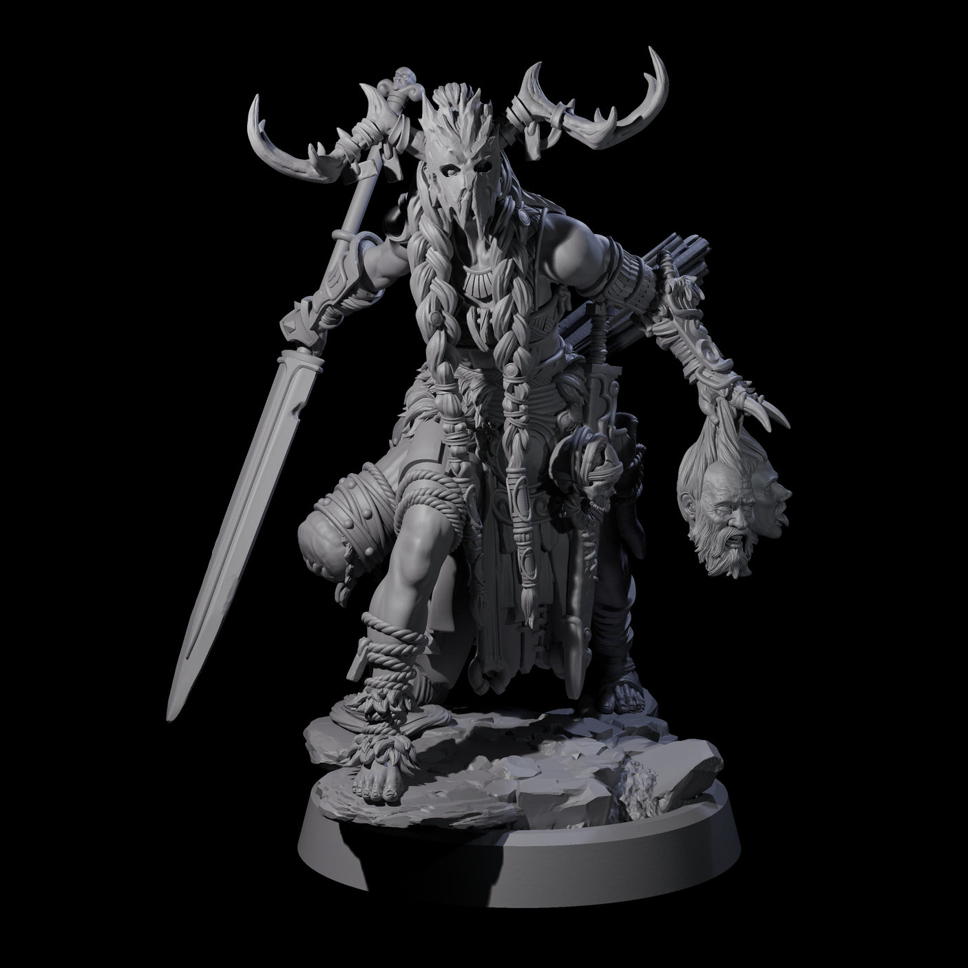 Four Men Slaying Hervors Miniature for Dungeons and Dragons, Pathfinder or other TTRPGs