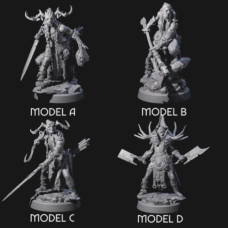 Four Men Slaying Hervors Miniature for Dungeons and Dragons, Pathfinder or other TTRPGs