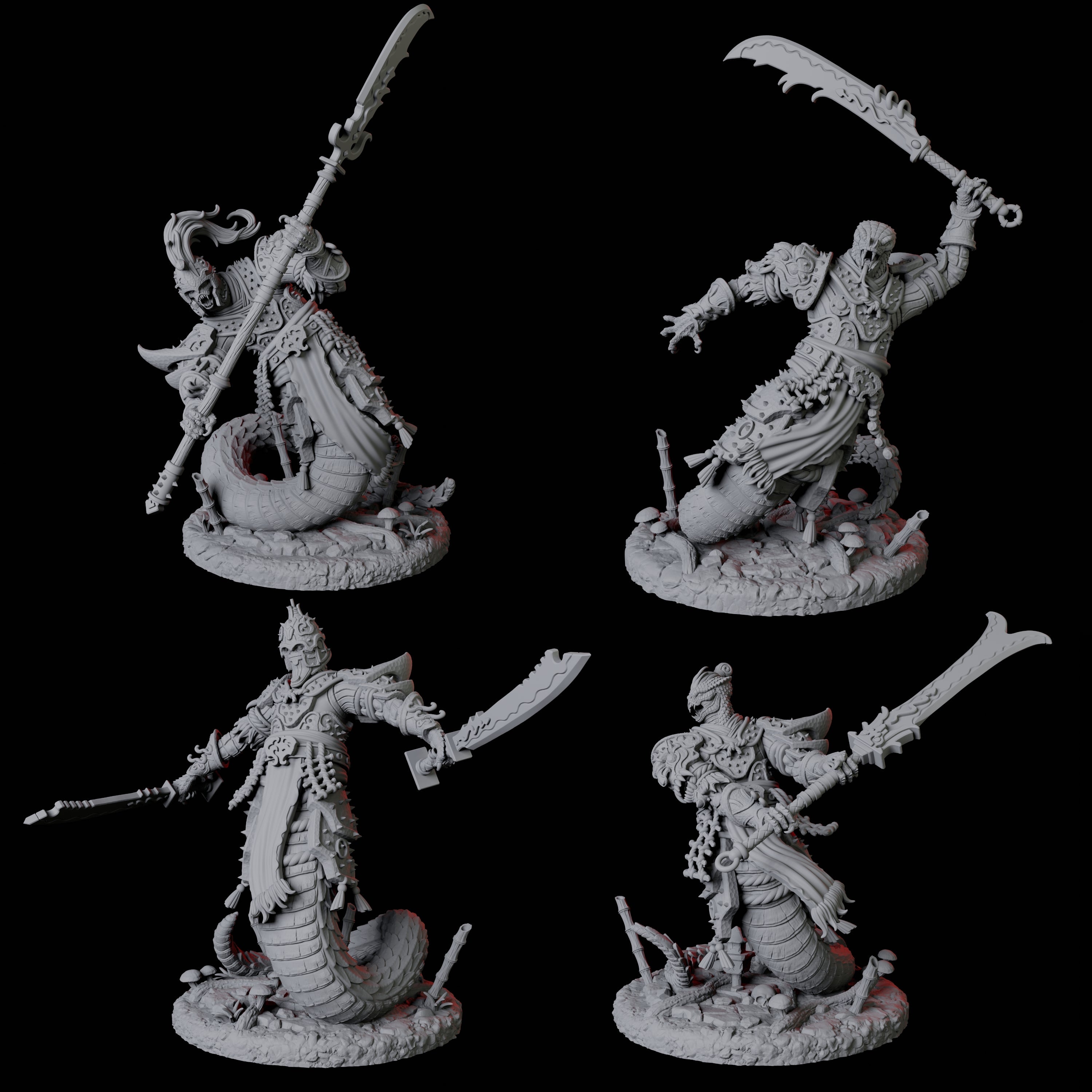 Four Menacing Yuan-Ti Abomination Miniatures for Dungeons and Dragons ...