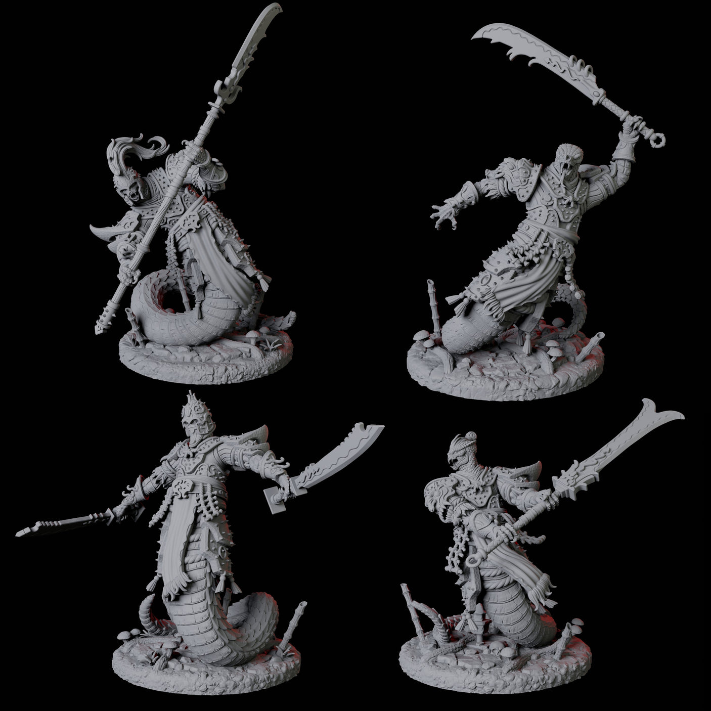 Four Menacing Yuan-Ti Abominations Miniature for Dungeons and Dragons, Pathfinder or other TTRPGs