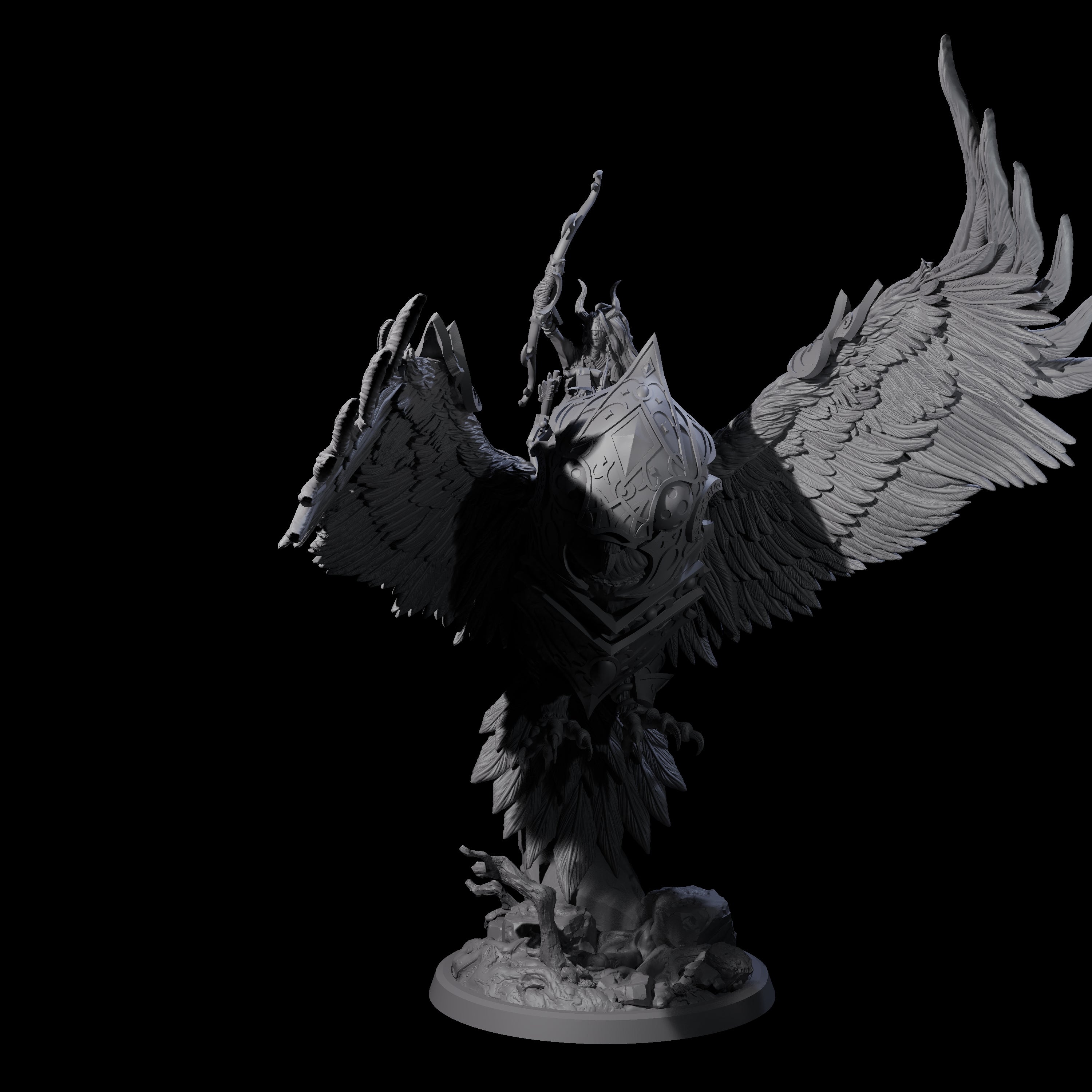 Four Moon Zealots with Giant Owls Miniature for Dungeons and Dragons, Pathfinder or other TTRPGs