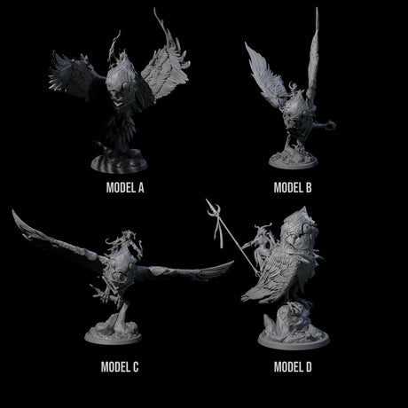 Four Moon Zealots with Giant Owls Miniature for Dungeons and Dragons, Pathfinder or other TTRPGs