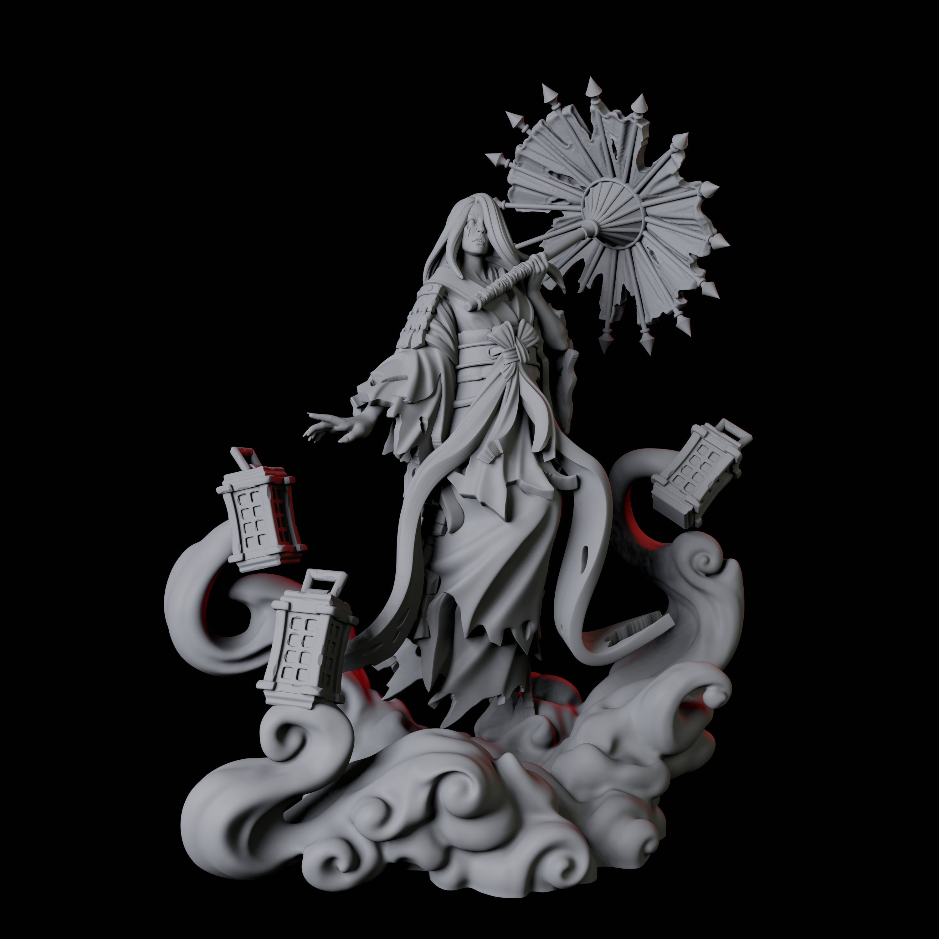 Four Mysterious Geisha Sorcerers Miniature for Dungeons and Dragons, Pathfinder or other TTRPGs