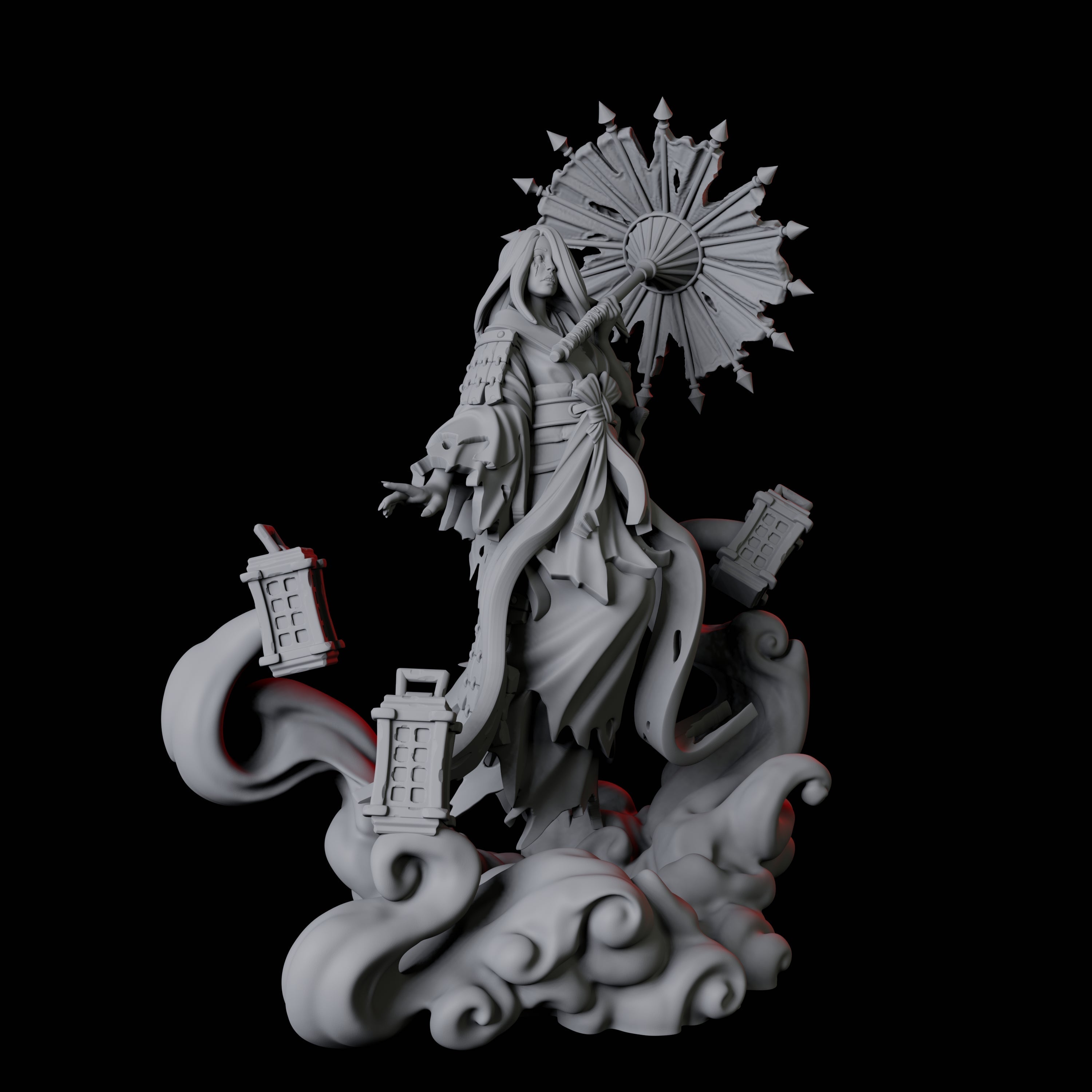 Four Mysterious Geisha Sorcerers Miniature for Dungeons and Dragons, Pathfinder or other TTRPGs