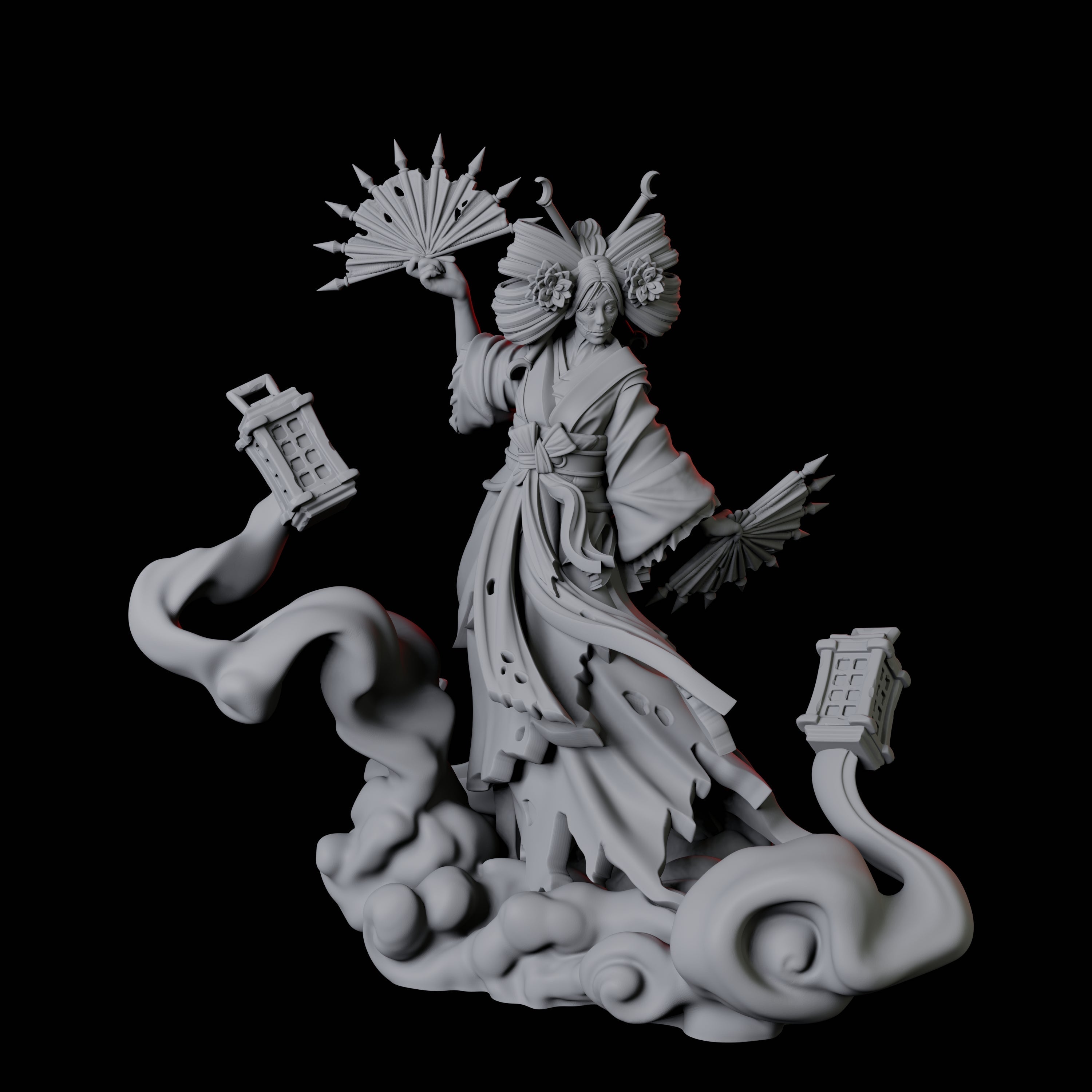 Four Mysterious Geisha Sorcerers Miniature for Dungeons and Dragons, Pathfinder or other TTRPGs