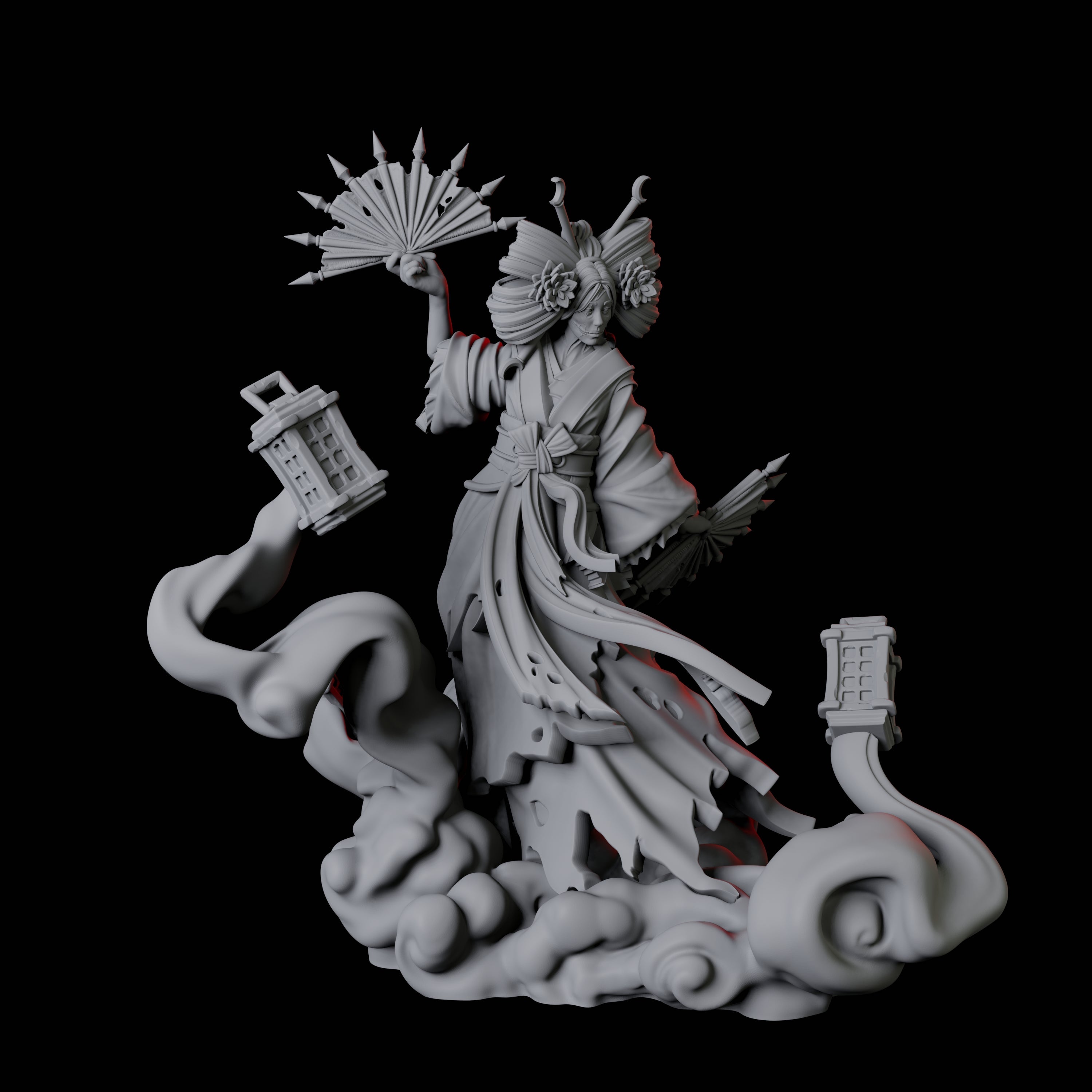 Four Mysterious Geisha Sorcerers Miniature for Dungeons and Dragons, Pathfinder or other TTRPGs