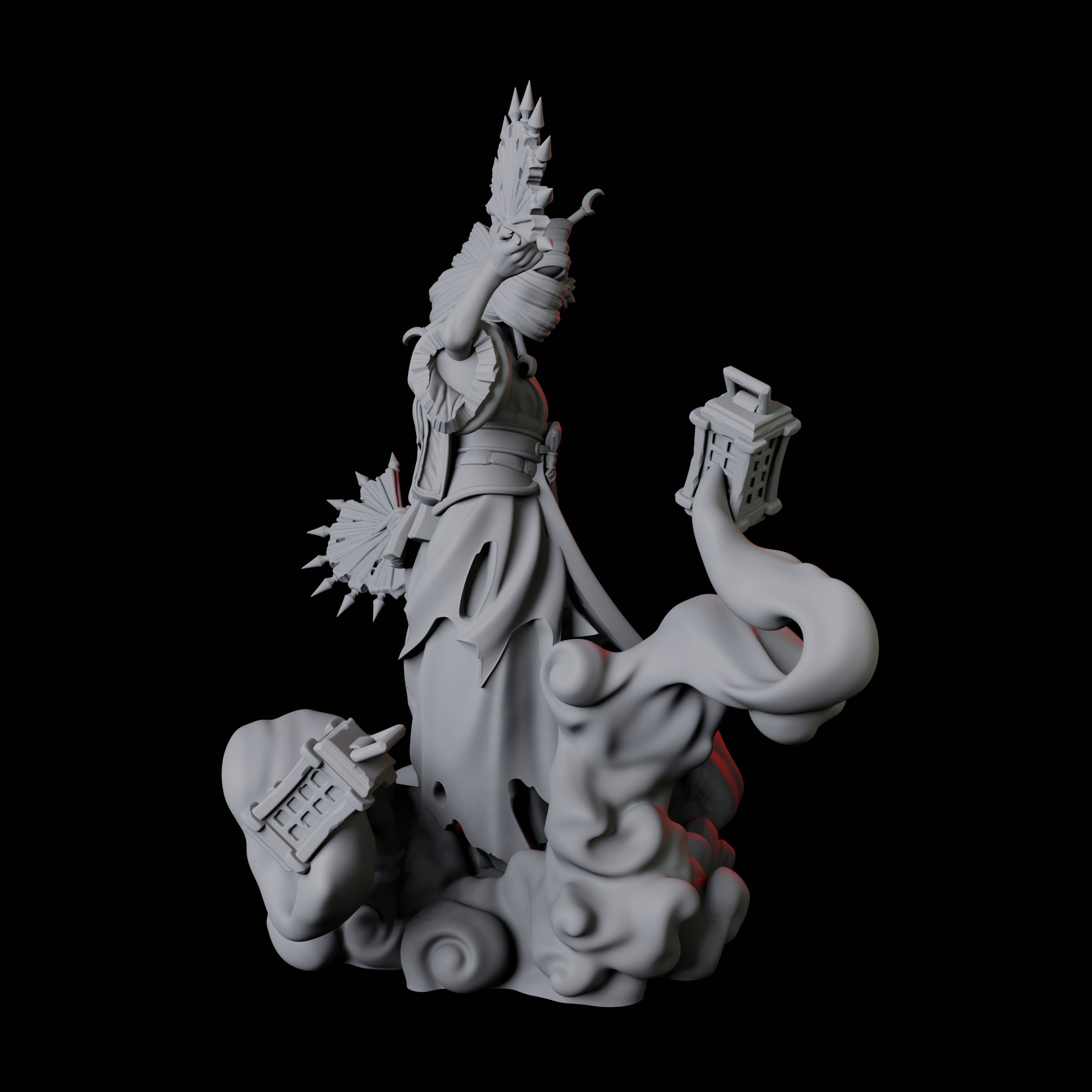 Four Mysterious Geisha Sorcerers Miniature for Dungeons and Dragons, Pathfinder or other TTRPGs