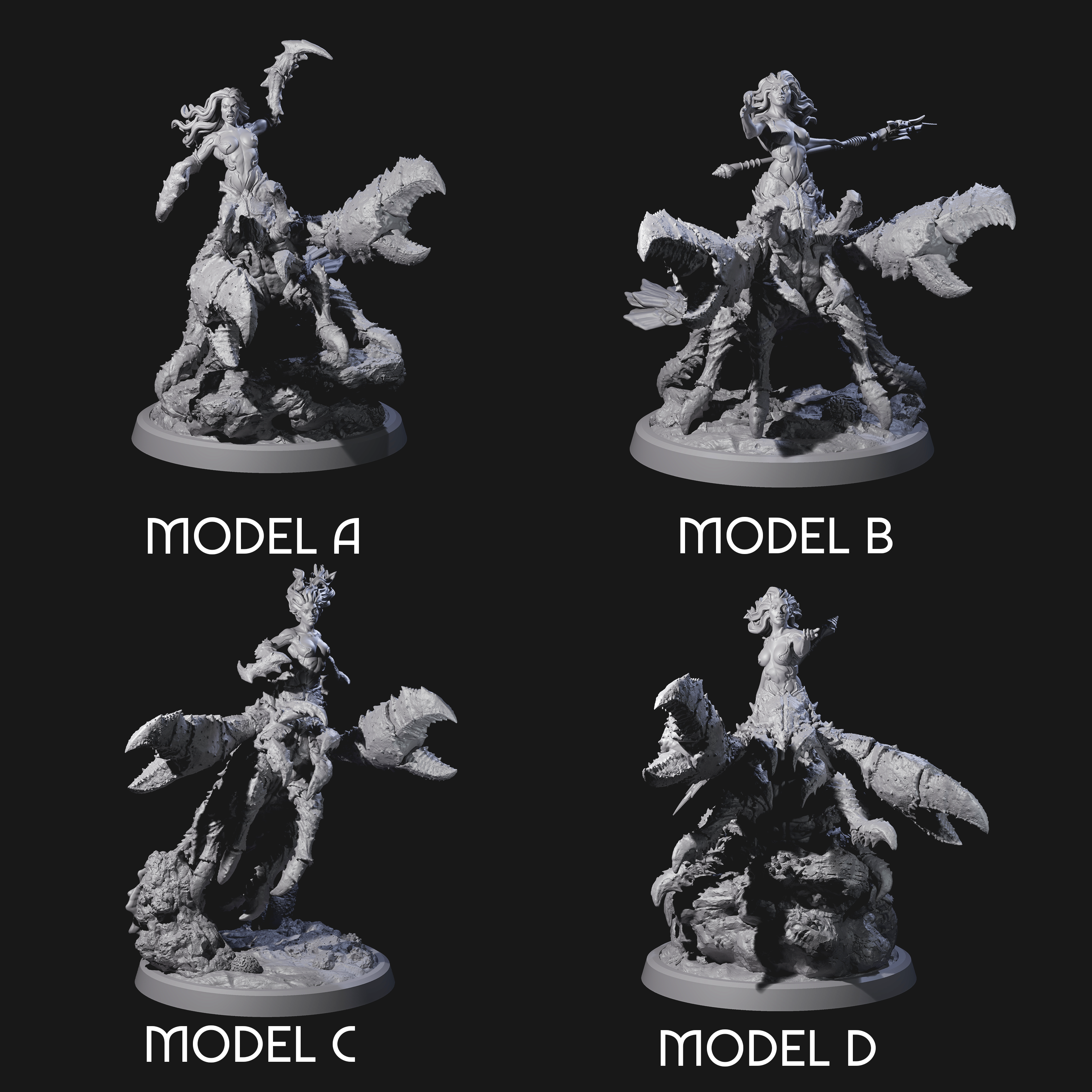 Four Mythic Charybdis Miniature for Dungeons and Dragons, Pathfinder or other TTRPGs