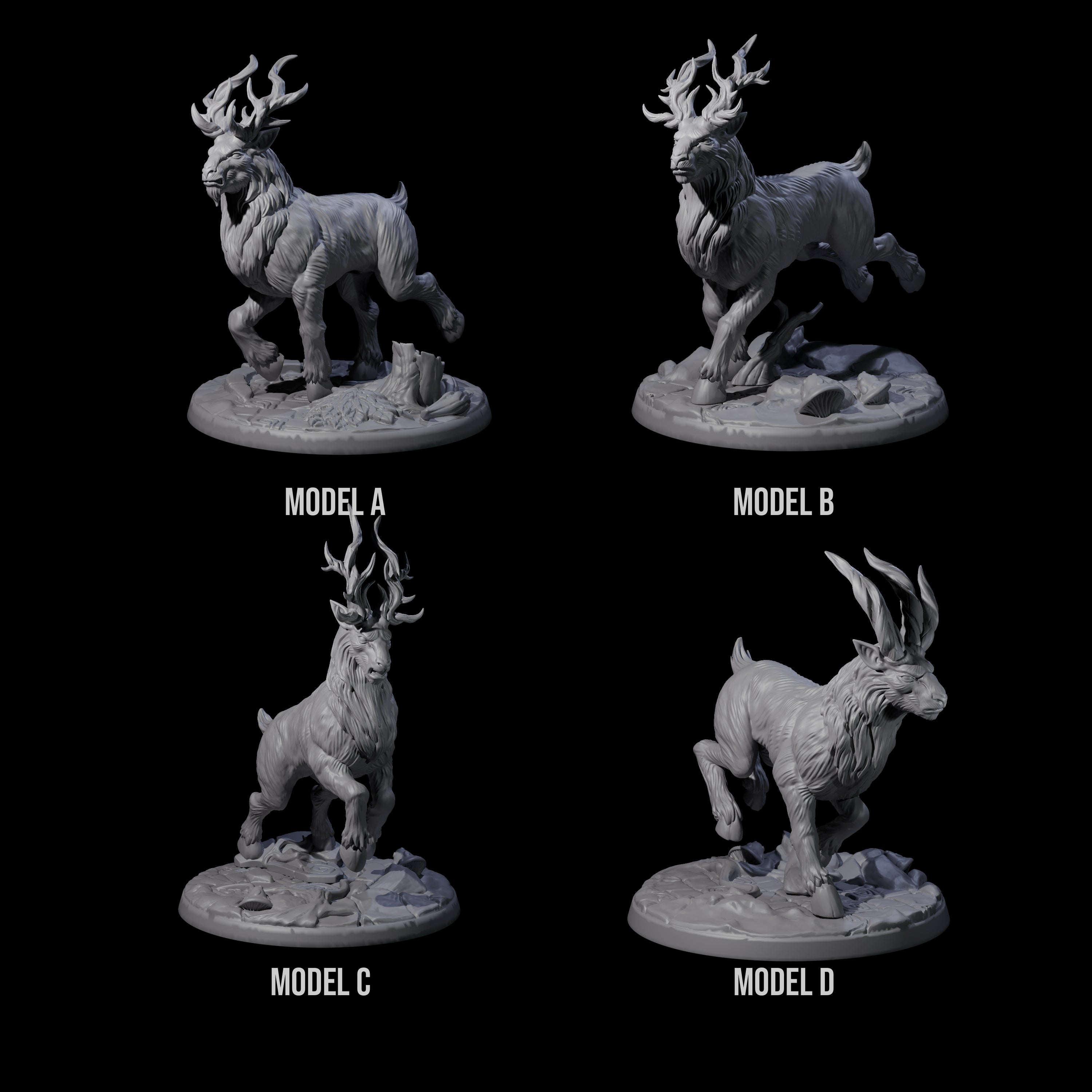 Four Noble Giant Elks Miniature for Dungeons and Dragons, Pathfinder or other TTRPGs