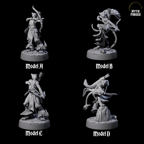 Four Noble Leonin Huntresses Miniature for Dungeons and Dragons, Pathfinder or other TTRPGs
