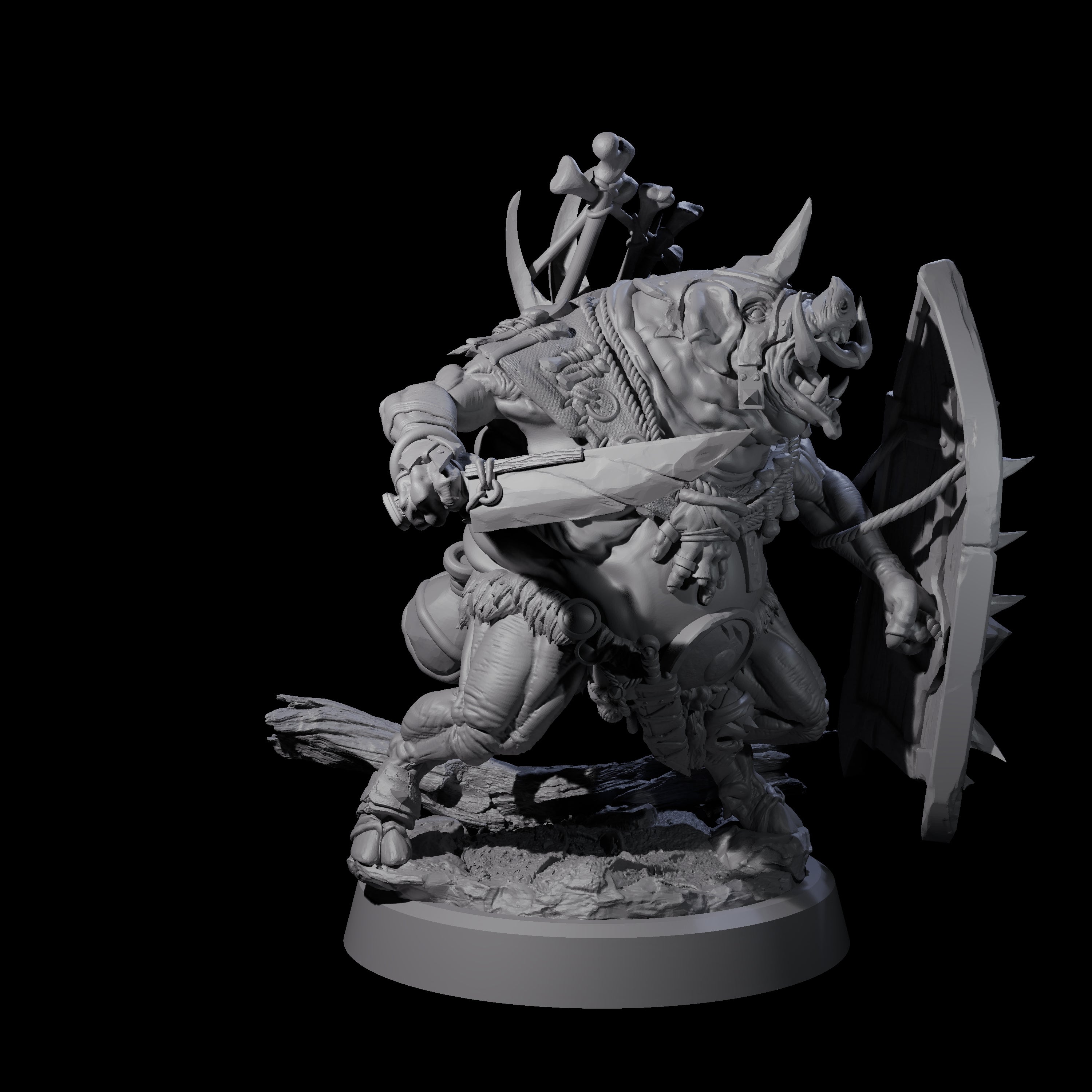 Four Oinking Boarfolk Soldiers Miniature for Dungeons and Dragons, Pathfinder or other TTRPGs