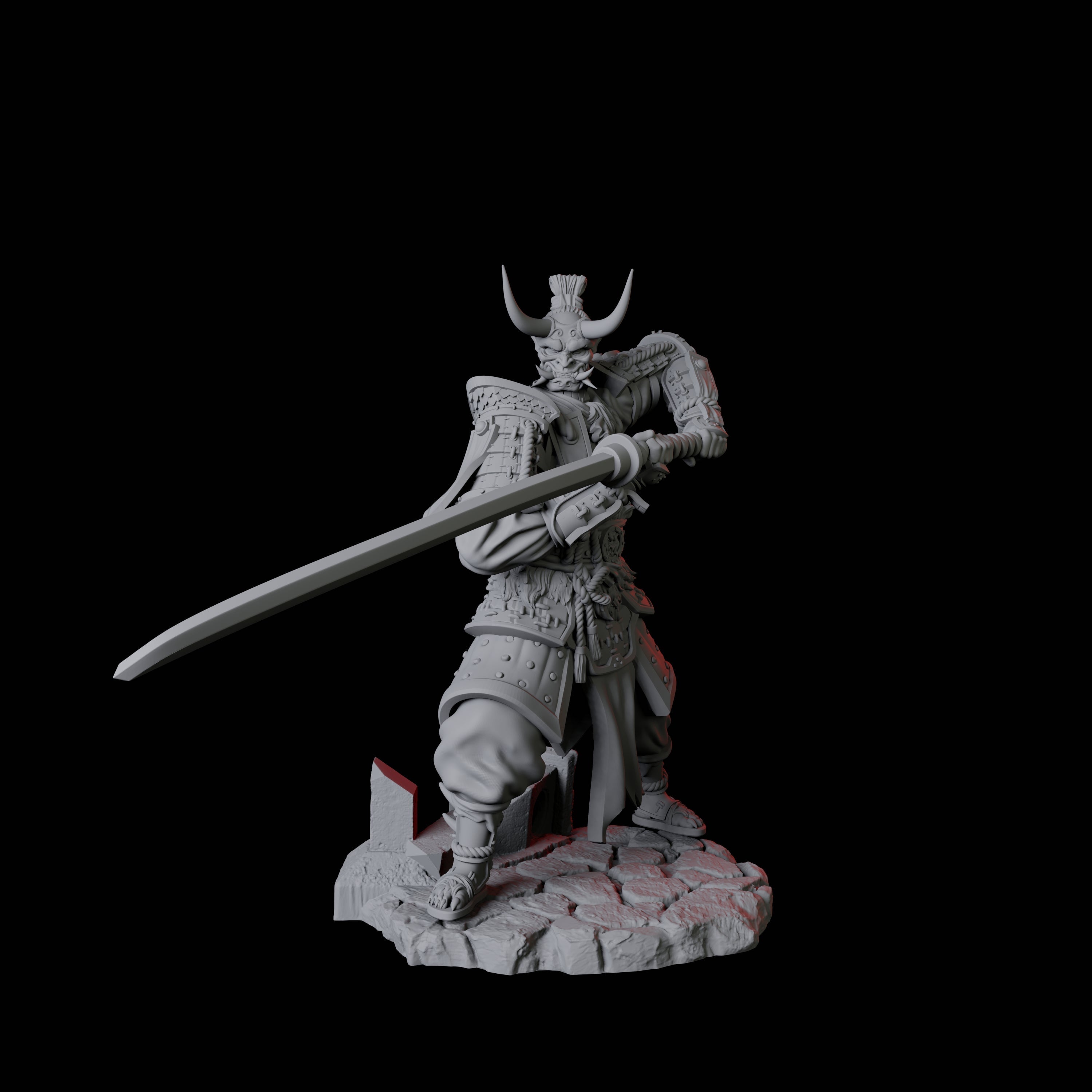 Four Oni Death Samurai Miniature for Dungeons and Dragons, Pathfinder or other TTRPGs