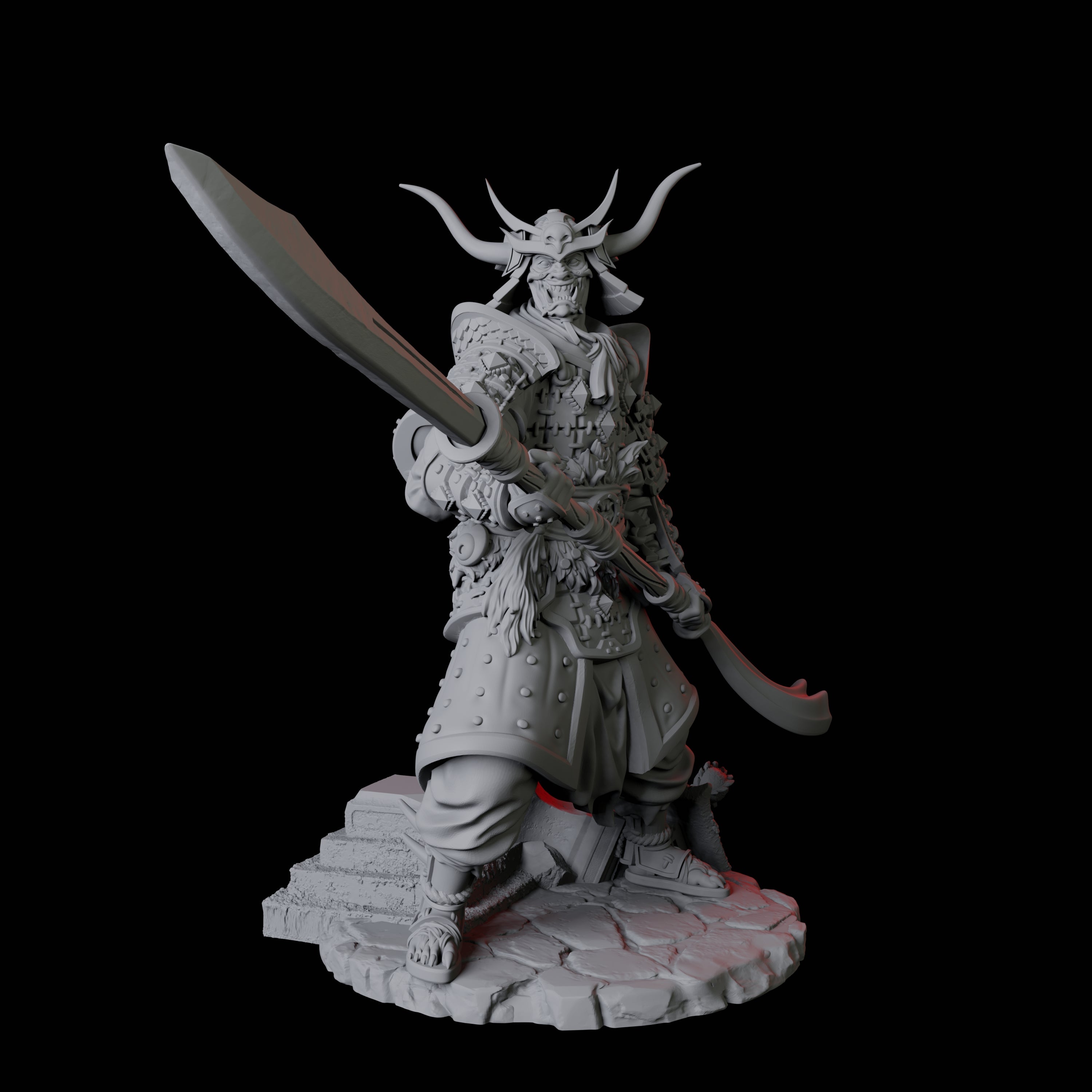 Four Oni Death Samurai Miniature for Dungeons and Dragons, Pathfinder or other TTRPGs