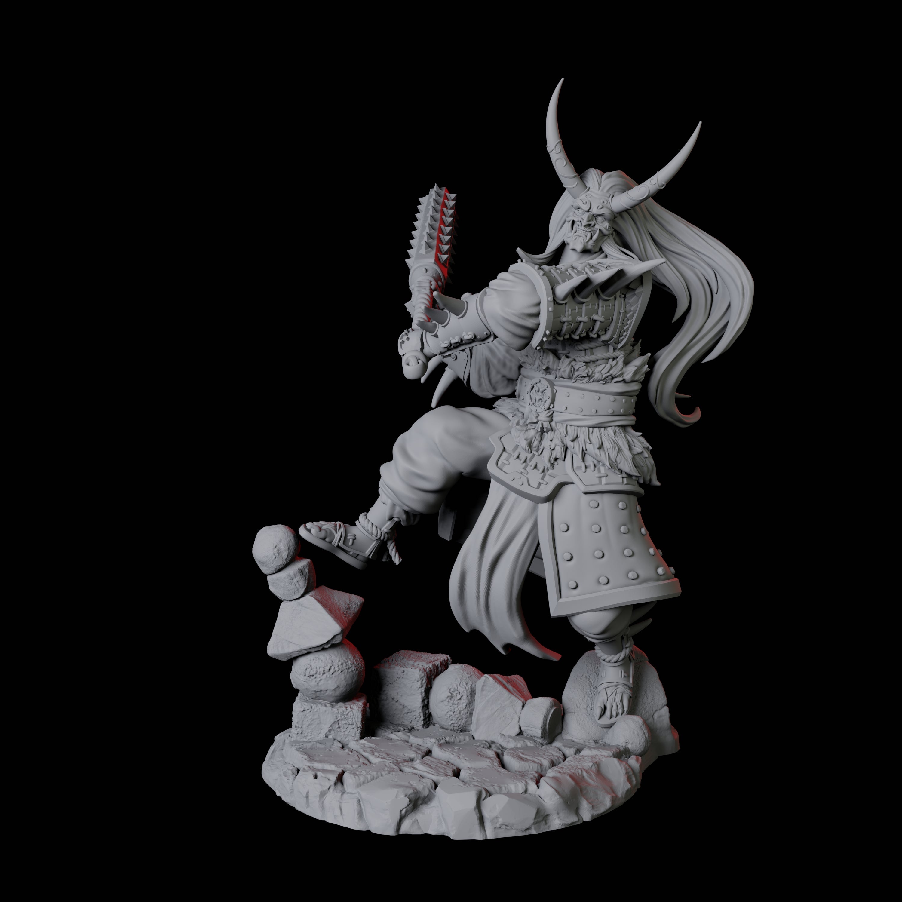 Four Oni Death Samurai Miniature for Dungeons and Dragons, Pathfinder or other TTRPGs