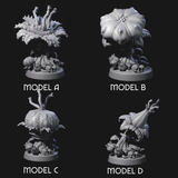 Four Overgrown Violet Fungi Miniature for Dungeons and Dragons, Pathfinder or other TTRPGs