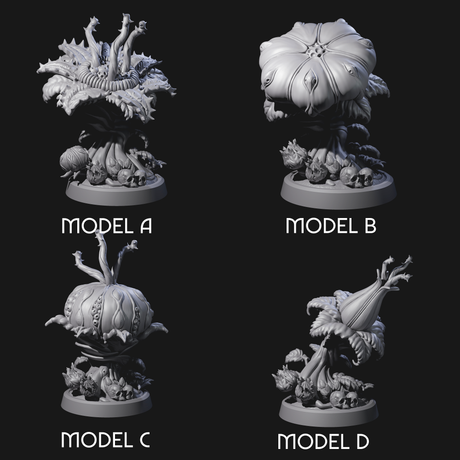 Four Overgrown Violet Fungi Miniature for Dungeons and Dragons, Pathfinder or other TTRPGs