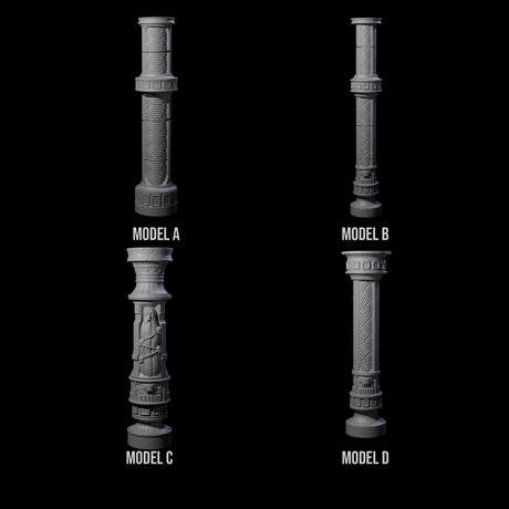 Four Pillars for a Frost Giant Temple Ruin Miniature for Dungeons and Dragons, Pathfinder or other TTRPGs