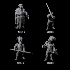 Four Pious Knights Miniature for Dungeons and Dragons, Pathfinder or other TTRPGs