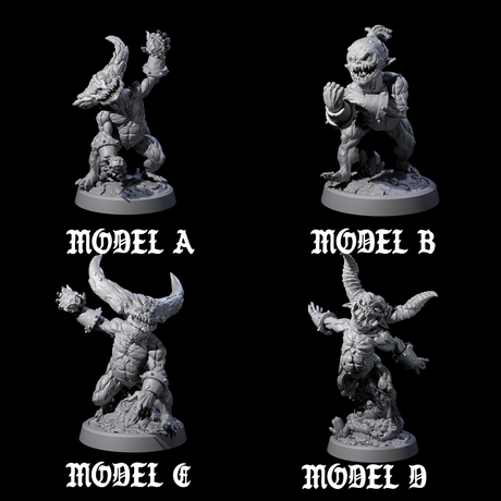 Four Poop Flinging Imps Miniature for Dungeons and Dragons, Pathfinder or other TTRPGs