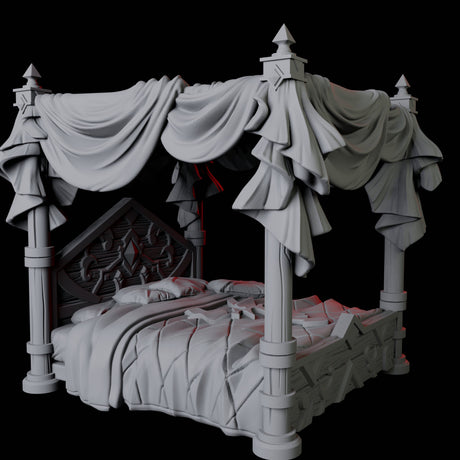 Four Poster Bed Miniature for Dungeons and Dragons, Pathfinder or other TTRPGs