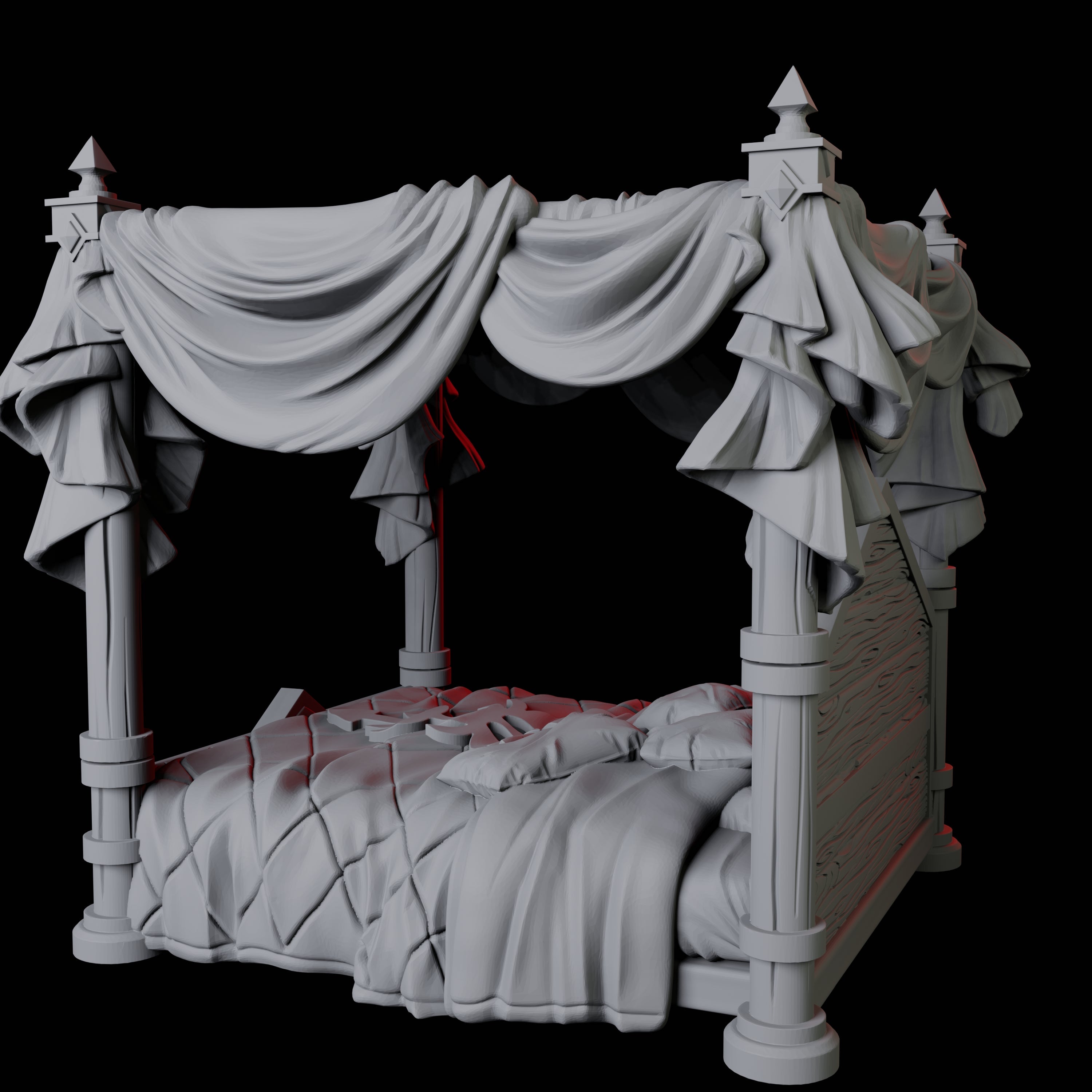 Four Poster Bed Miniature for Dungeons and Dragons, Pathfinder or other TTRPGs