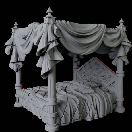 Four Poster Bed Miniature for Dungeons and Dragons, Pathfinder or other TTRPGs