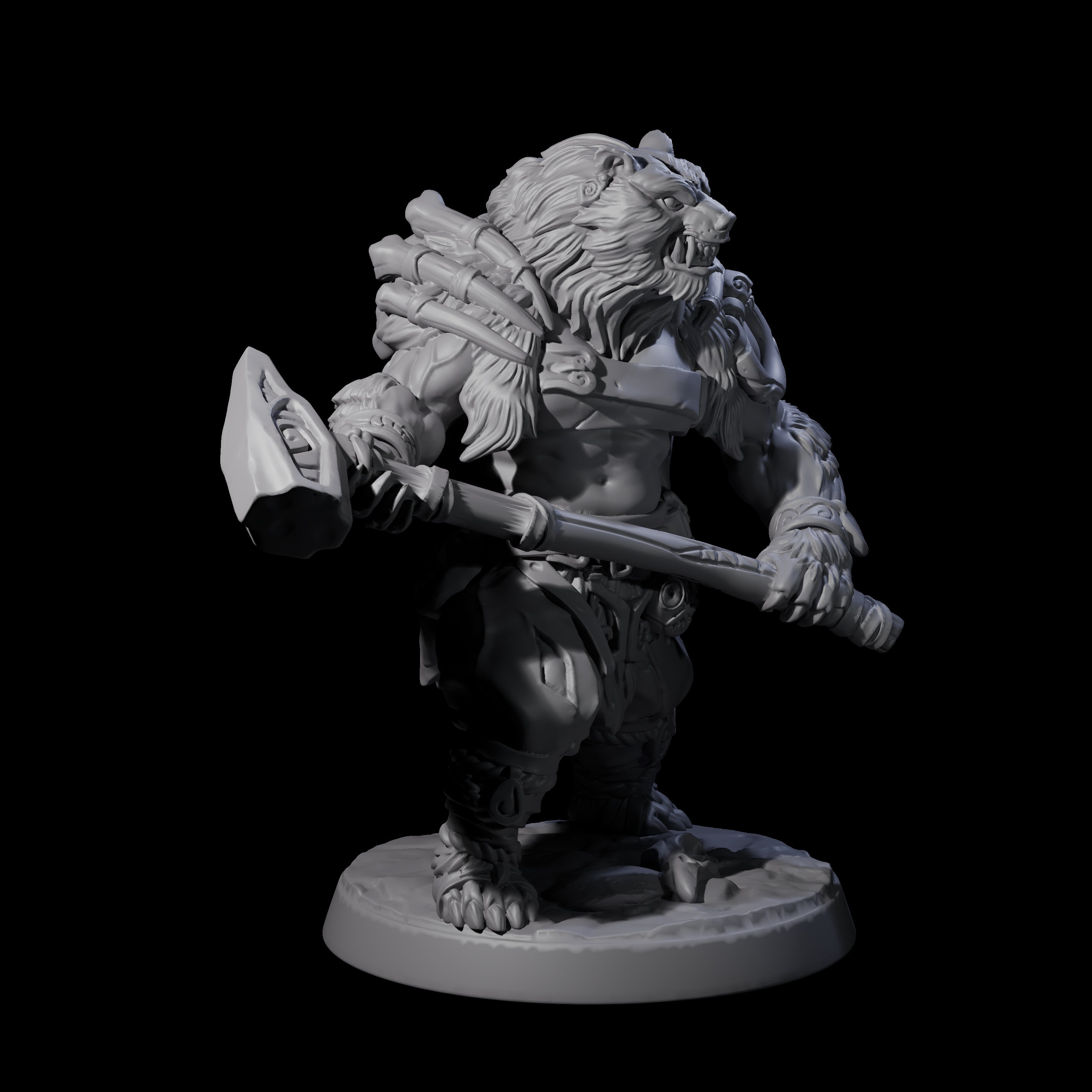 Four Proud Ursine Barbarians Miniature for Dungeons and Dragons, Pathfinder or other TTRPGs