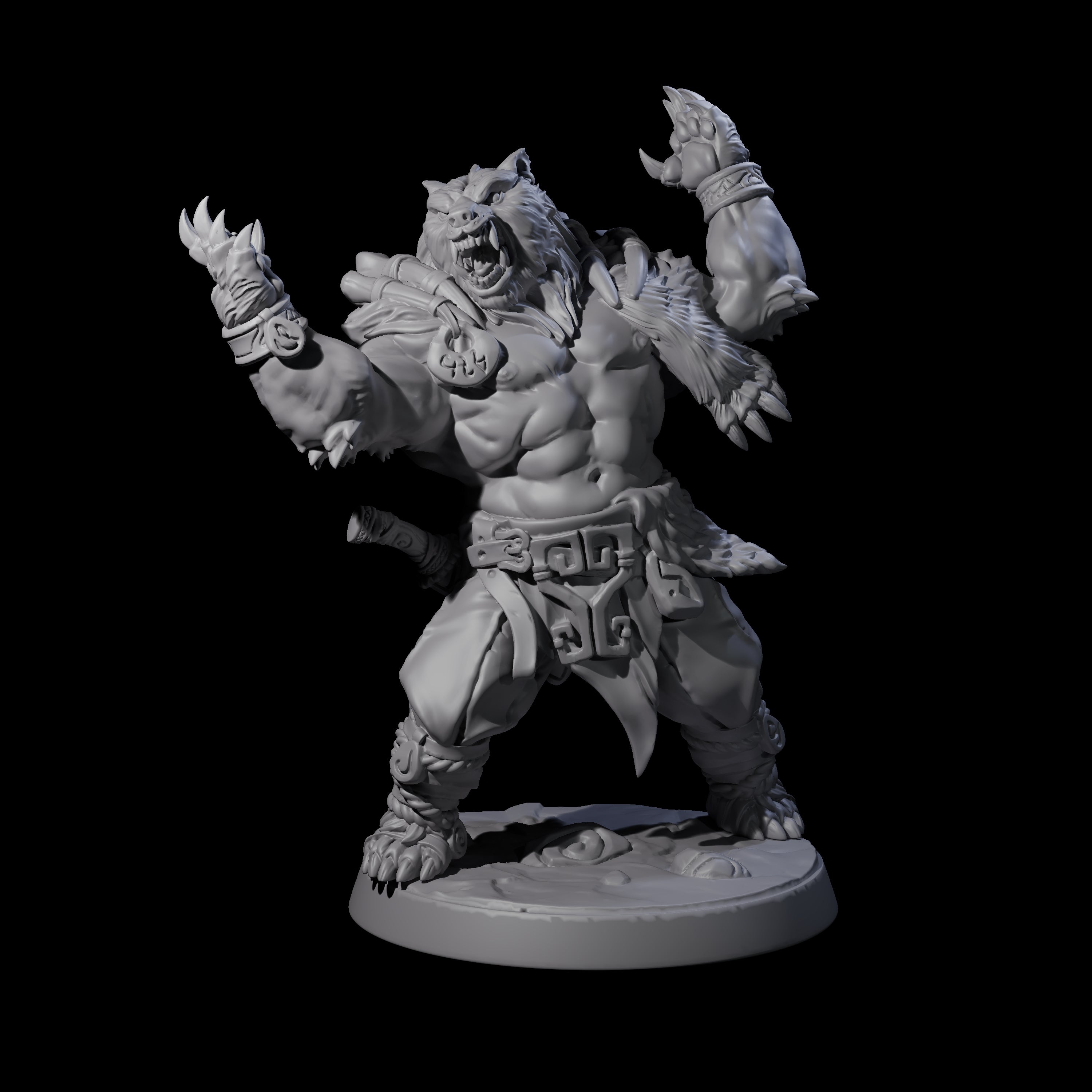 Four Proud Ursine Barbarians Miniature for Dungeons and Dragons, Pathfinder or other TTRPGs