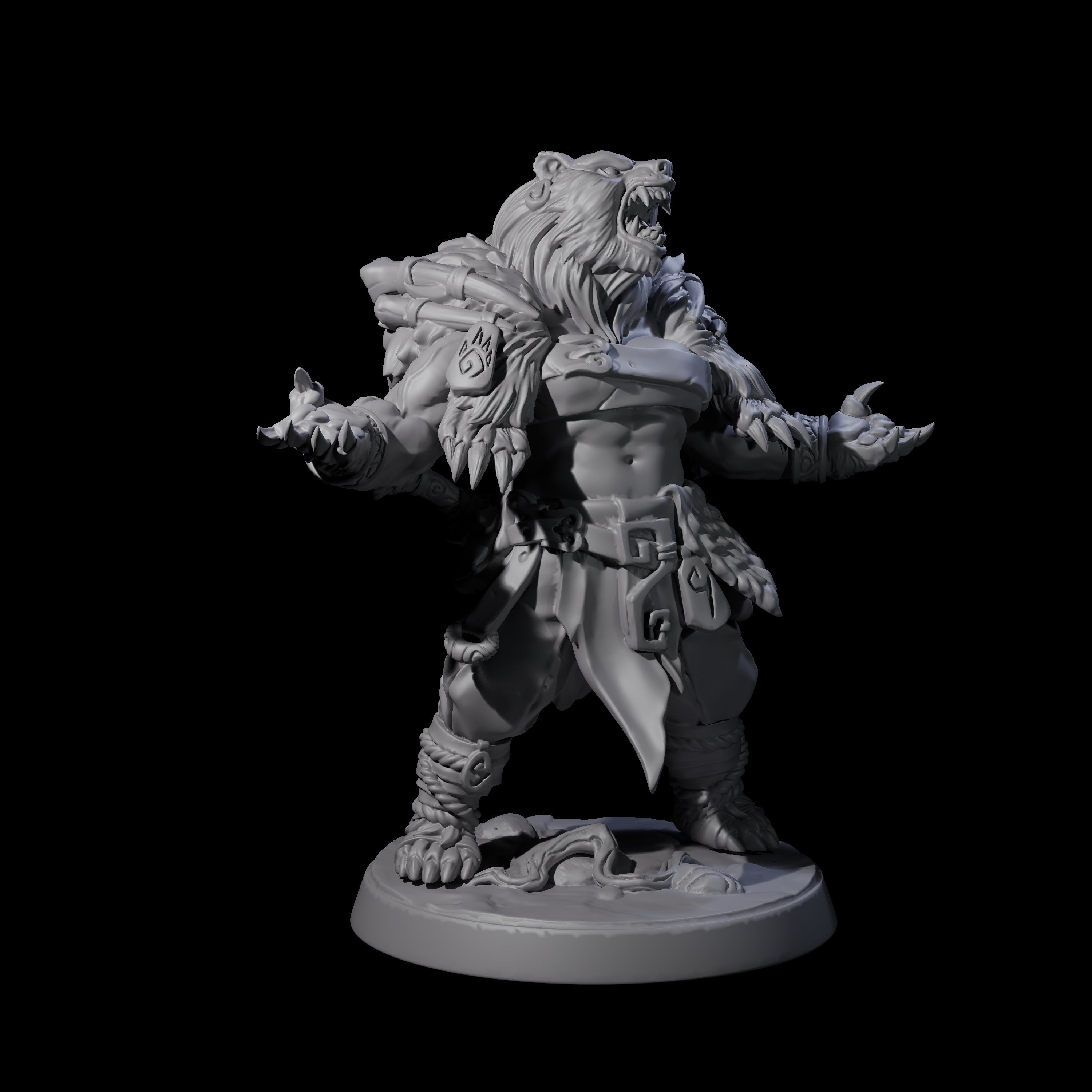 Four Proud Ursine Barbarians Miniature for Dungeons and Dragons, Pathfinder or other TTRPGs