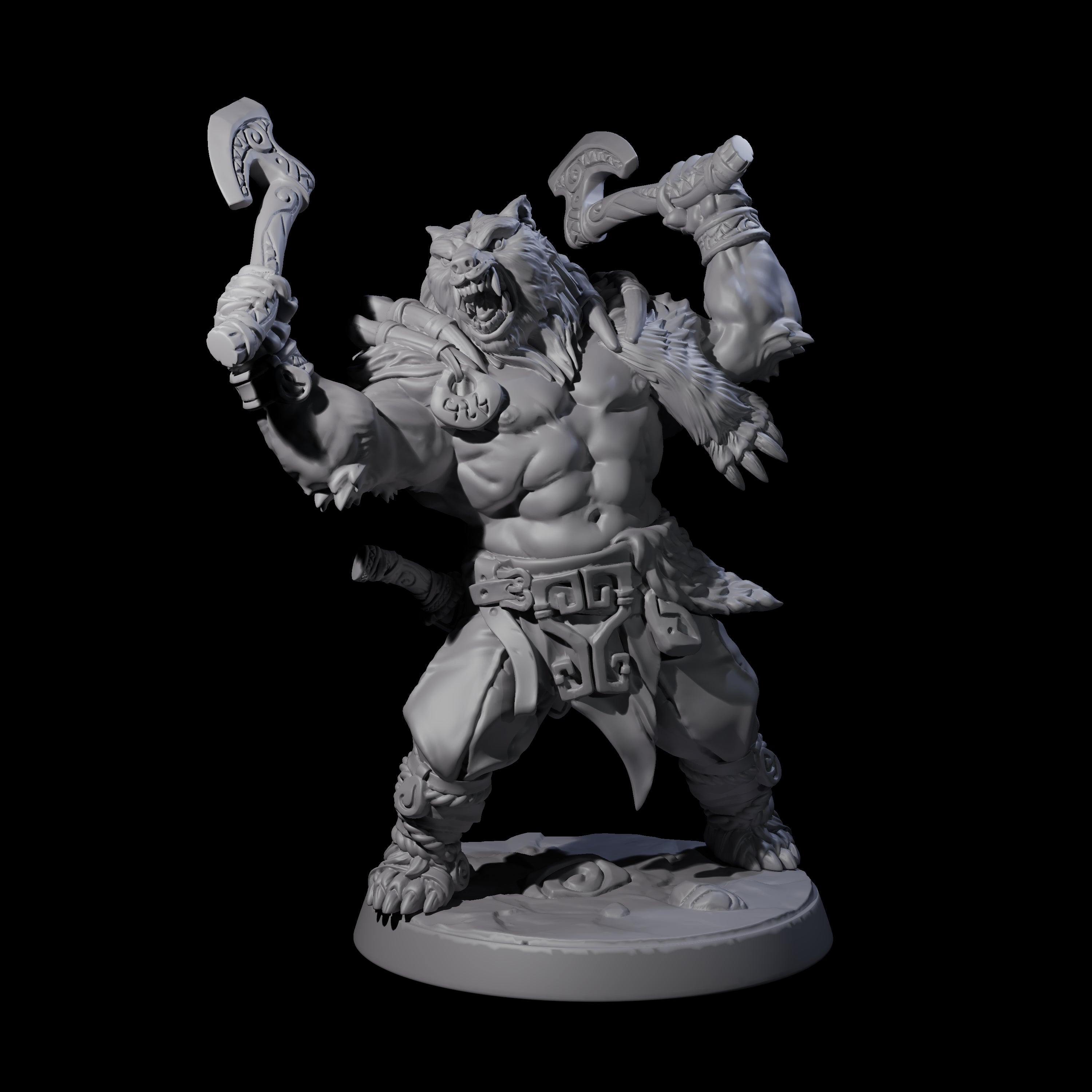 Four Proud Ursine Barbarians Miniature for Dungeons and Dragons, Pathfinder or other TTRPGs