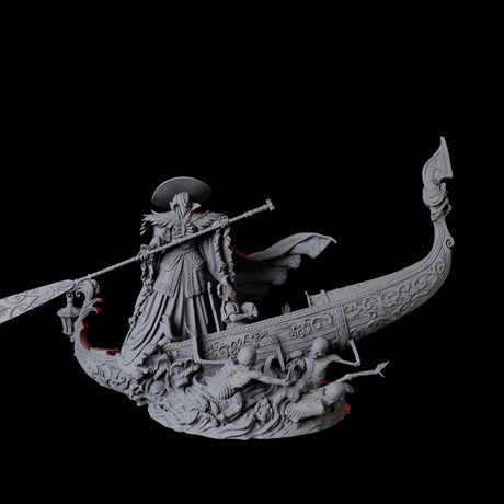 Four Punting Gondoliers of the River Styx Miniature for Dungeons and Dragons, Pathfinder or other TTRPGs