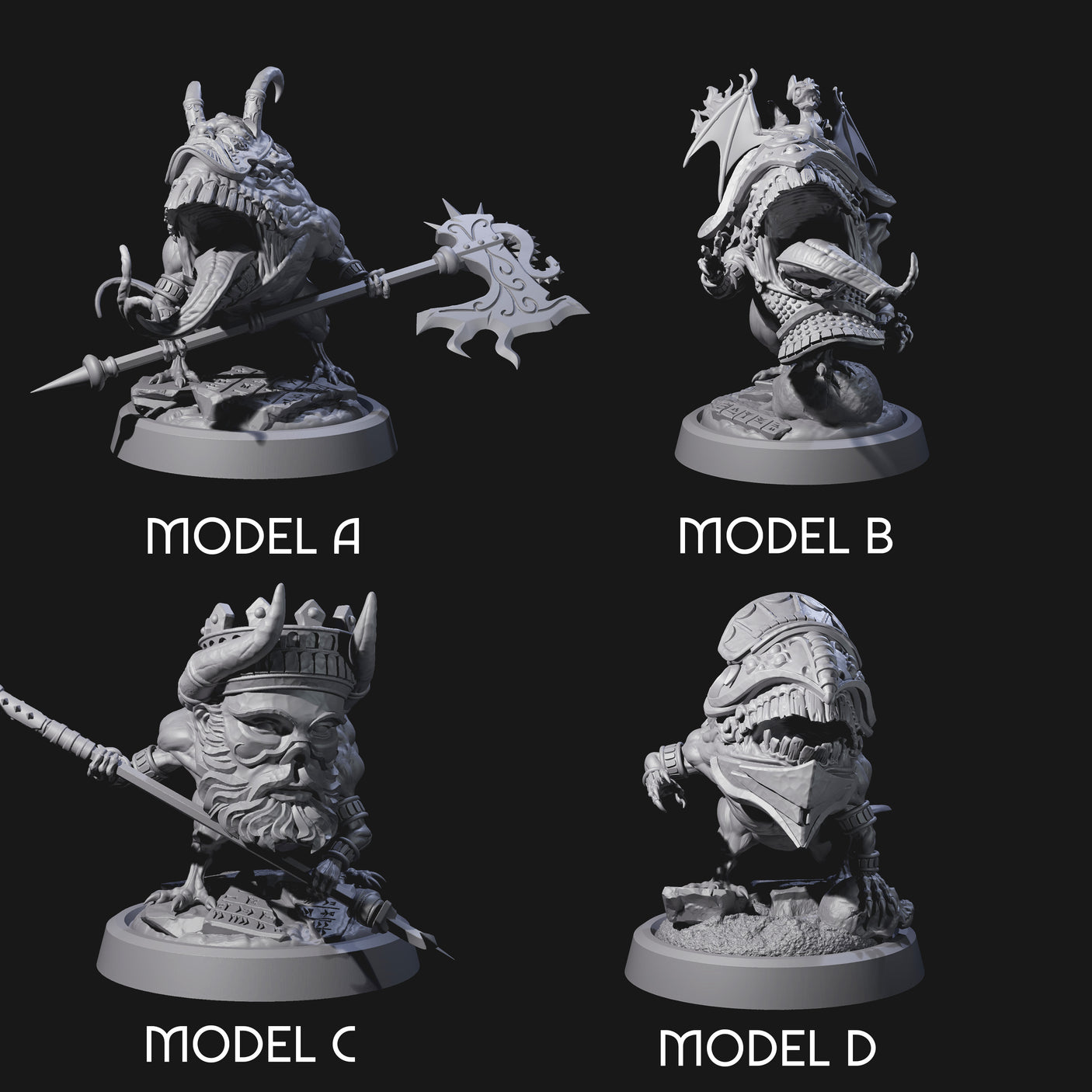 Four Putrid Otyugh Aberrations Miniature for Dungeons and Dragons, Pathfinder or other TTRPGs