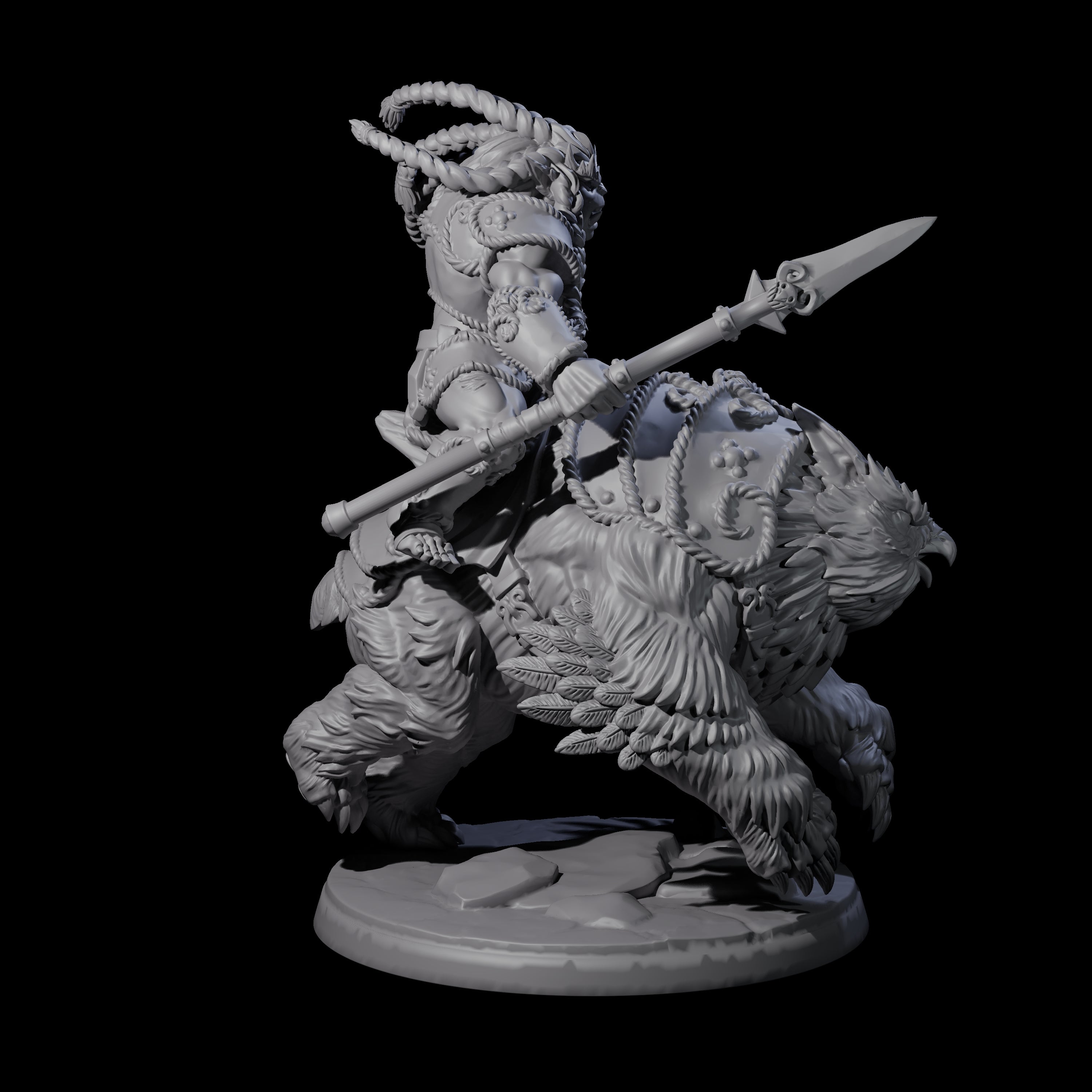 Four Raging Bugbears on Owlbears Miniature for Dungeons and Dragons, Pathfinder or other TTRPGs