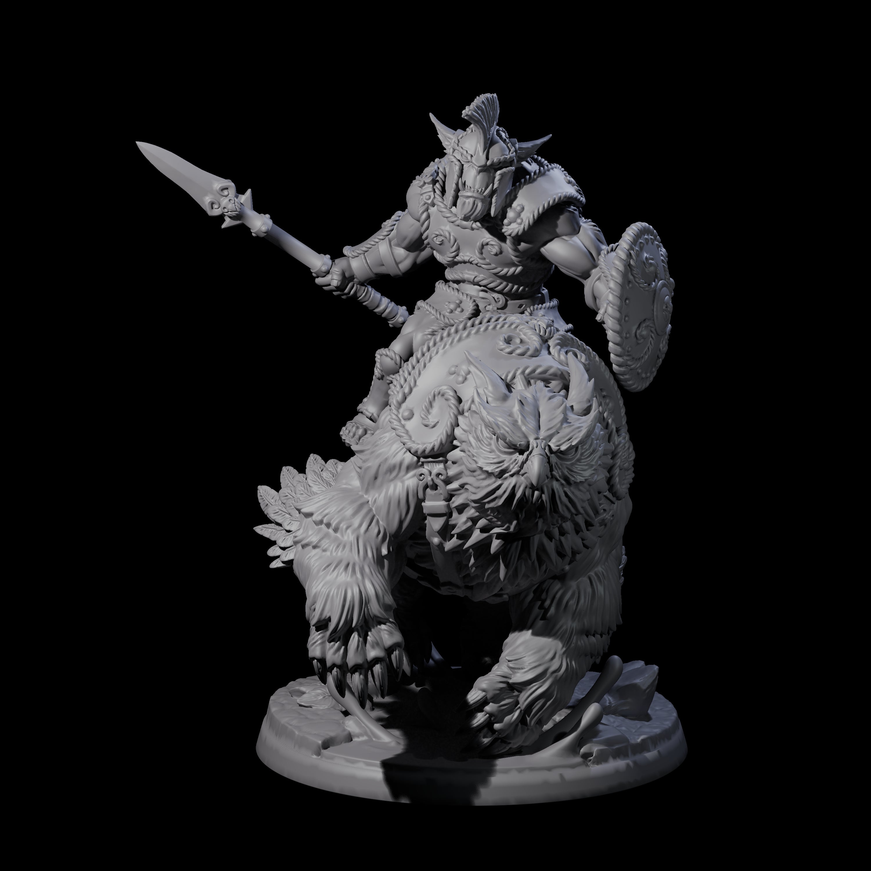 Four Raging Bugbears on Owlbears Miniature for Dungeons and Dragons, Pathfinder or other TTRPGs