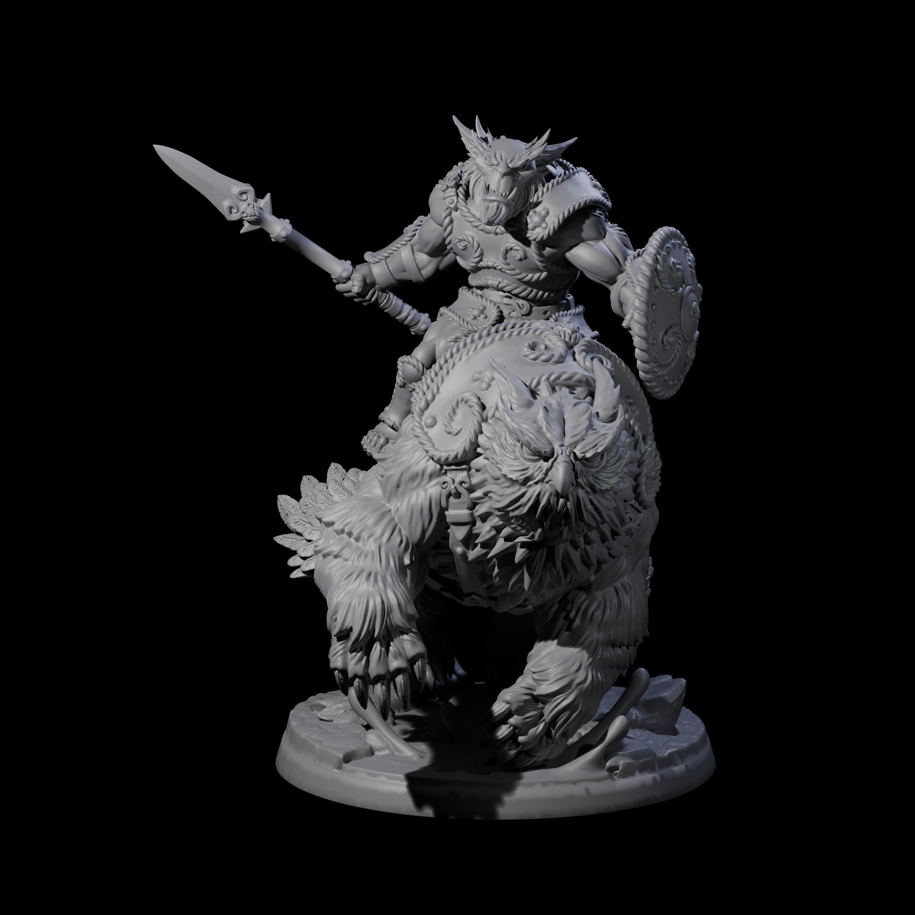 Four Raging Bugbears on Owlbears Miniature for Dungeons and Dragons, Pathfinder or other TTRPGs