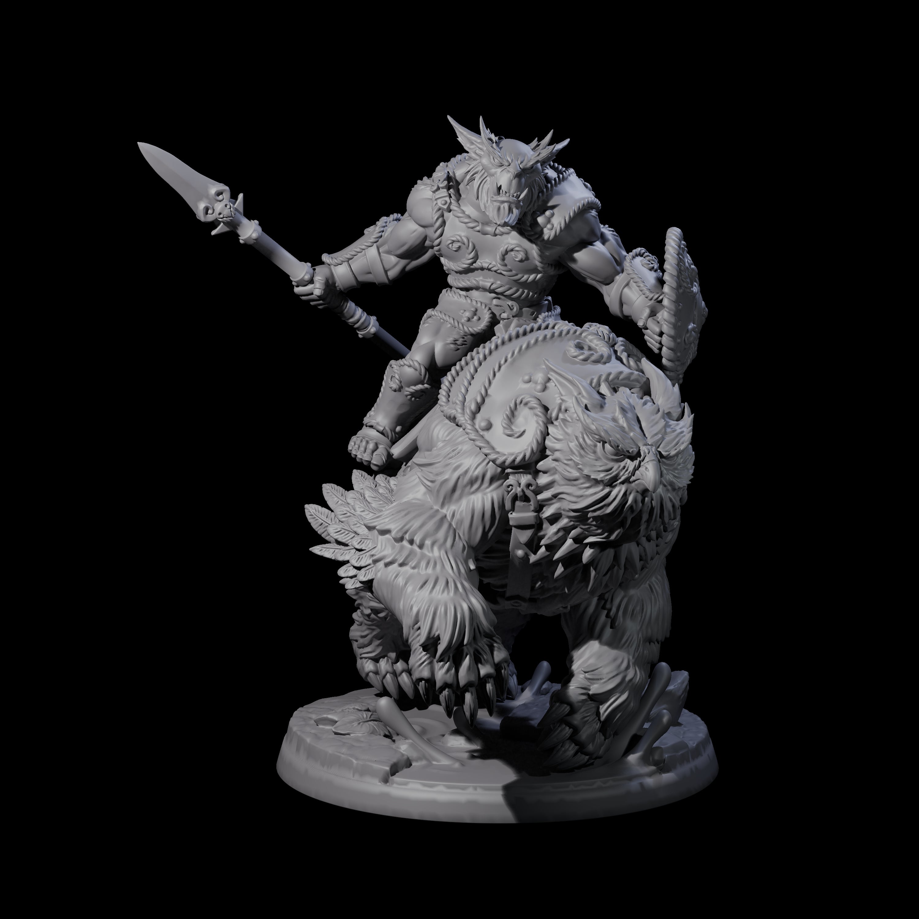 Four Raging Bugbears on Owlbears Miniature for Dungeons and Dragons, Pathfinder or other TTRPGs