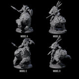 Four Raging Bugbears on Owlbears Miniature for Dungeons and Dragons, Pathfinder or other TTRPGs