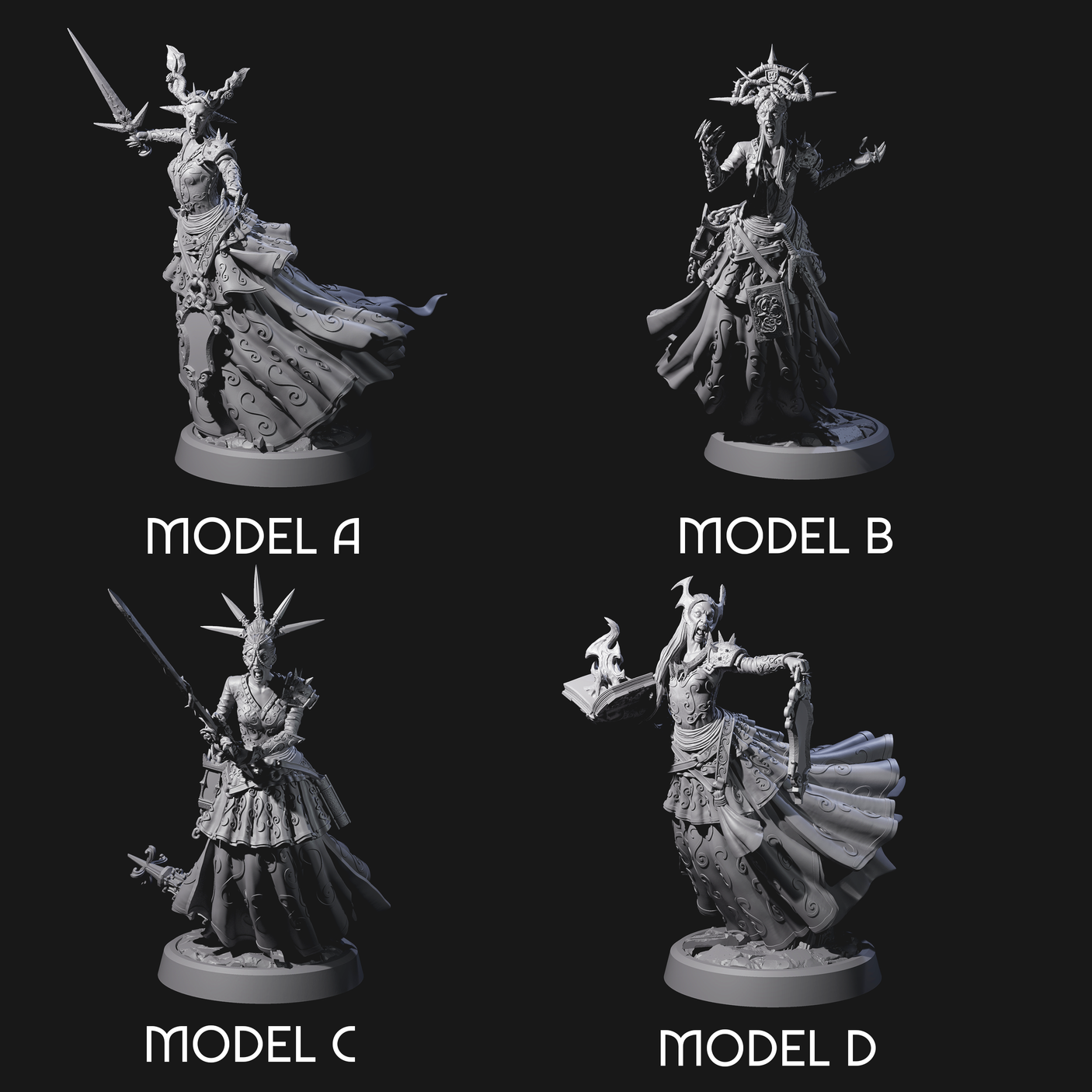 Four Raging Warblade Succubi Miniature for Dungeons and Dragons, Pathfinder or other TTRPGs